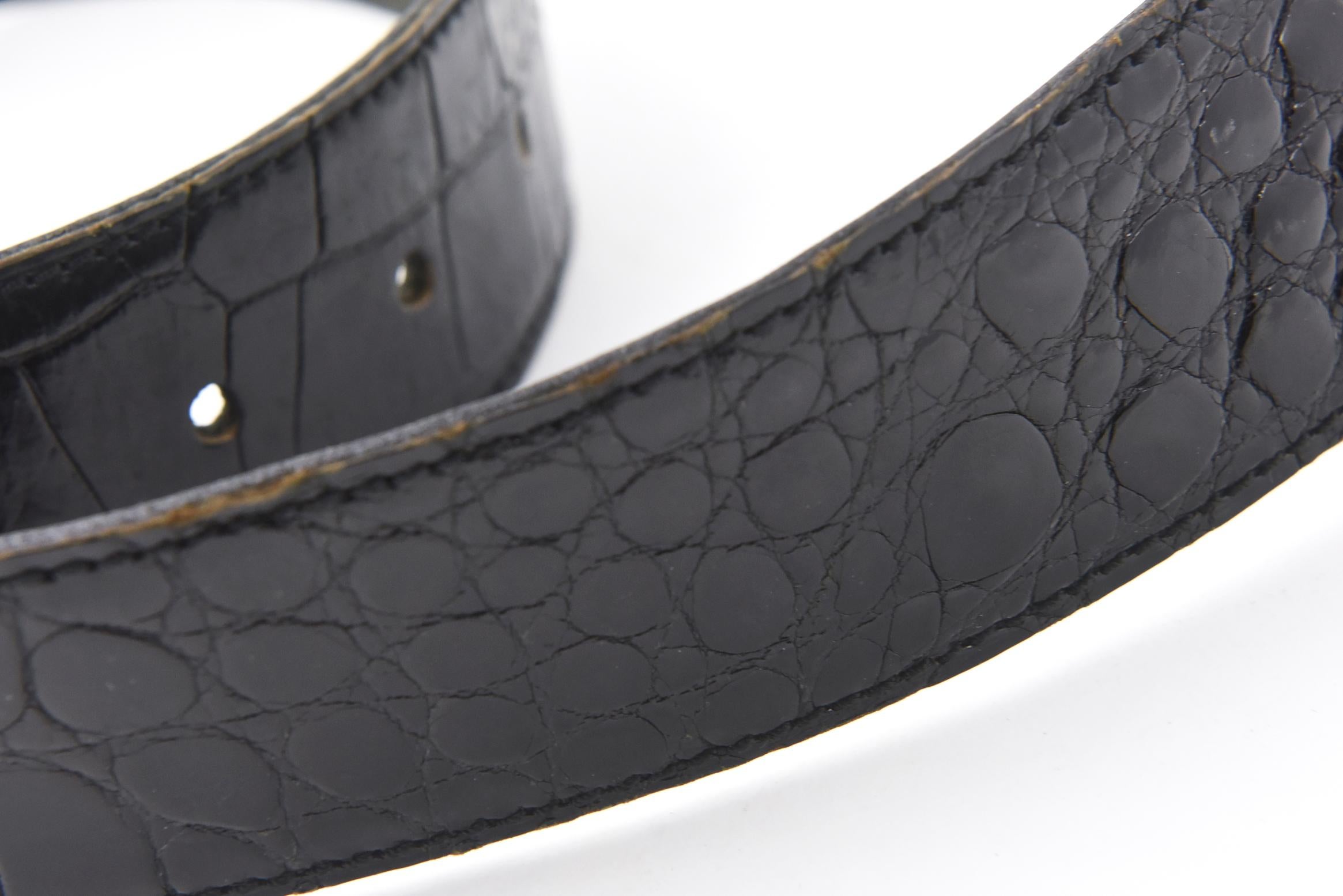 Stephen Dweck Sterling Belt Buckle on Falchi Black Alligator Leather Belt 2