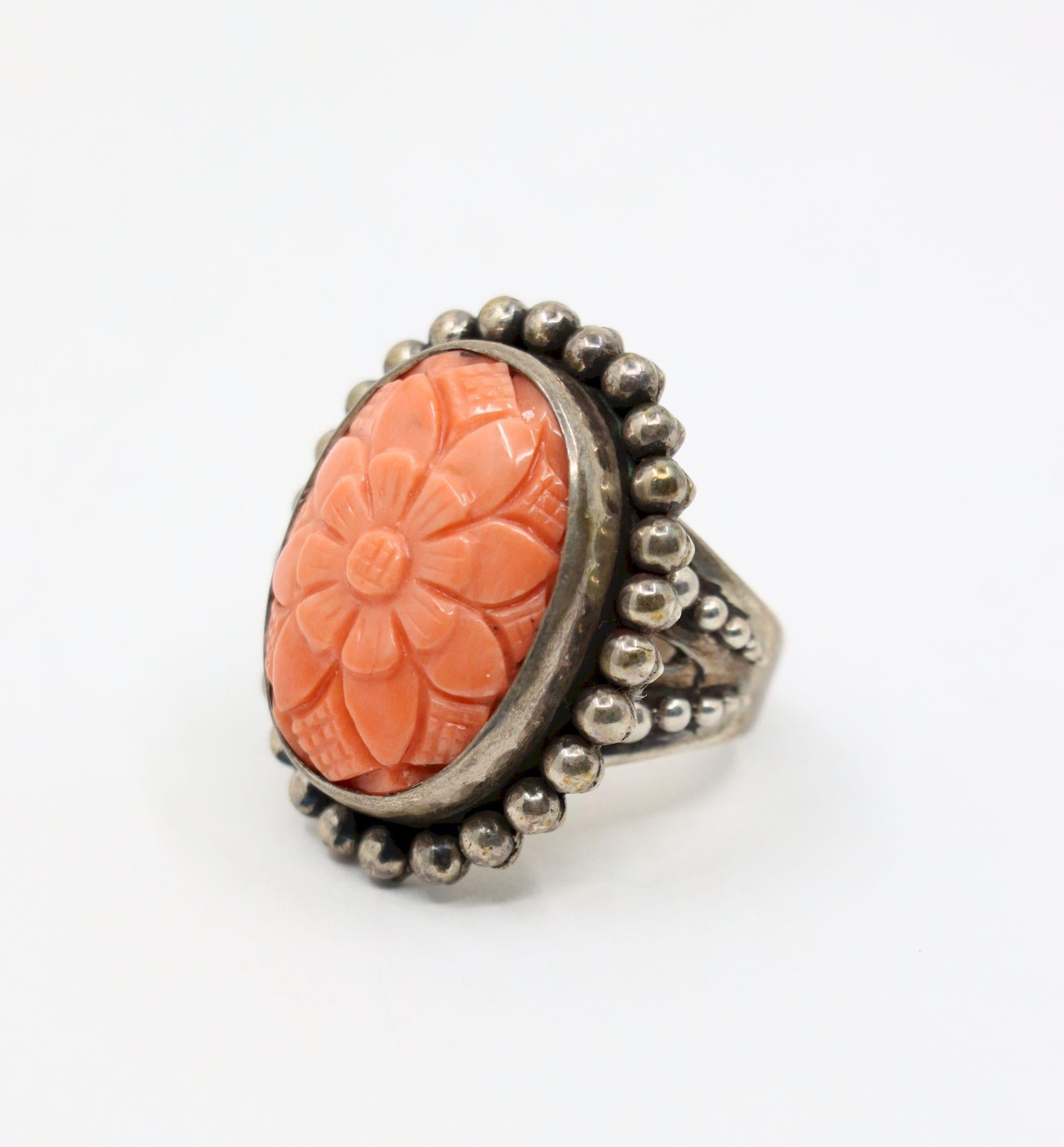 Stephen Dweck Sterling Korallenblütenring Damen im Angebot