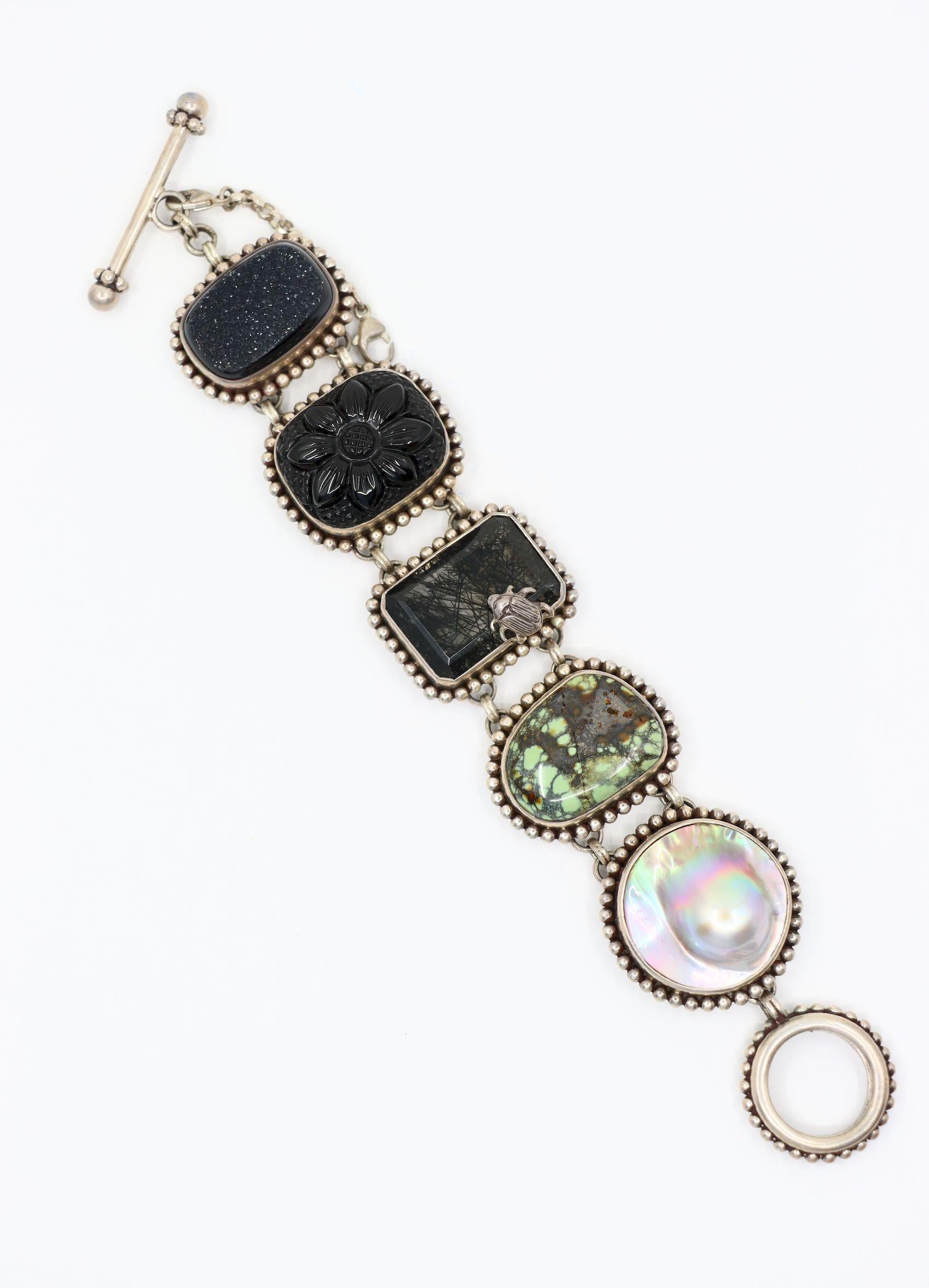 Stephen Dweck Sterling Multistone Station Armband im Zustand „Gut“ im Angebot in Flushing, NY