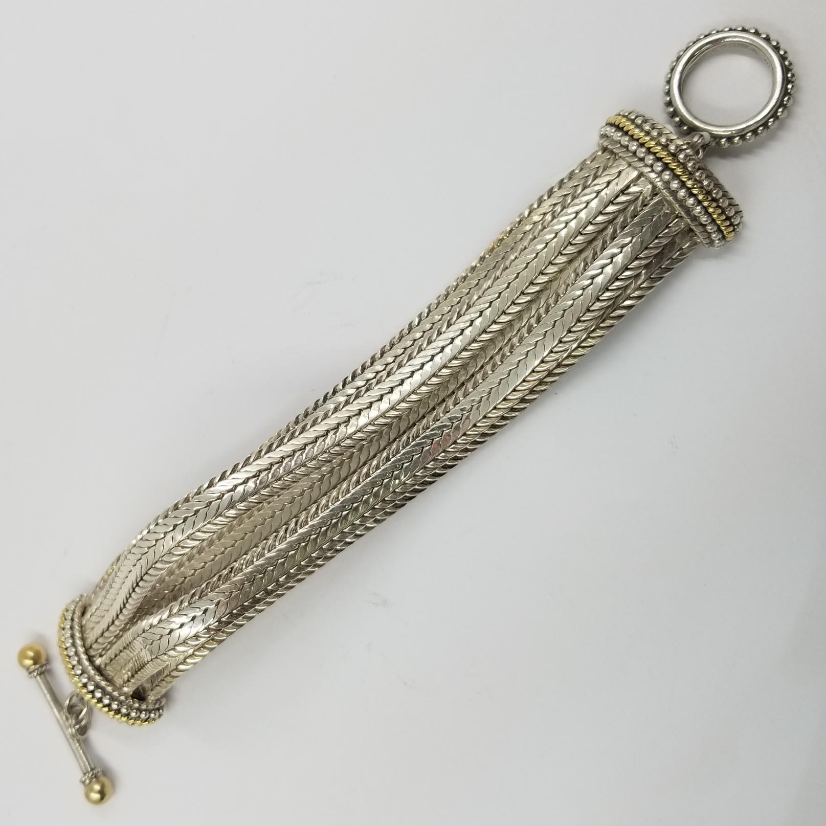 Women's Stephen Dweck Sterling Silver and 18 Karat Yellow Gold Woven Bracelet