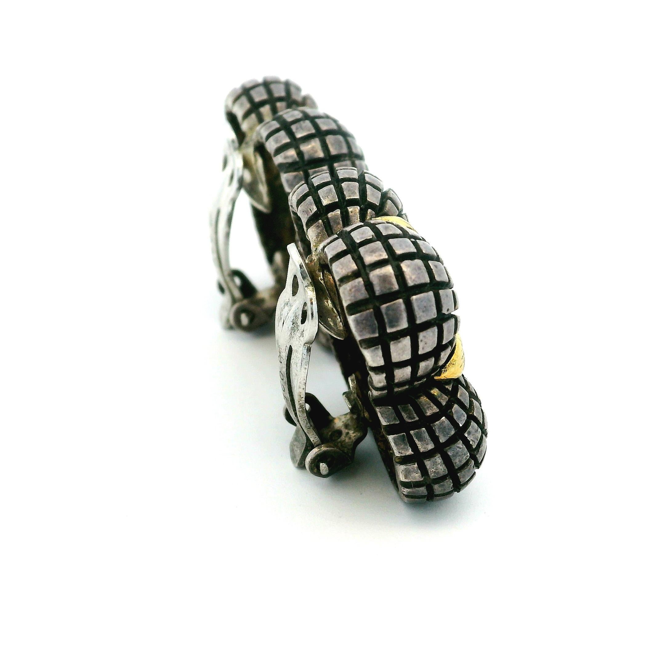 De las mujeres Pendientes de clip florales de plata de ley y oro de 18 quilates Stephen Dweck, 28,6 g en venta