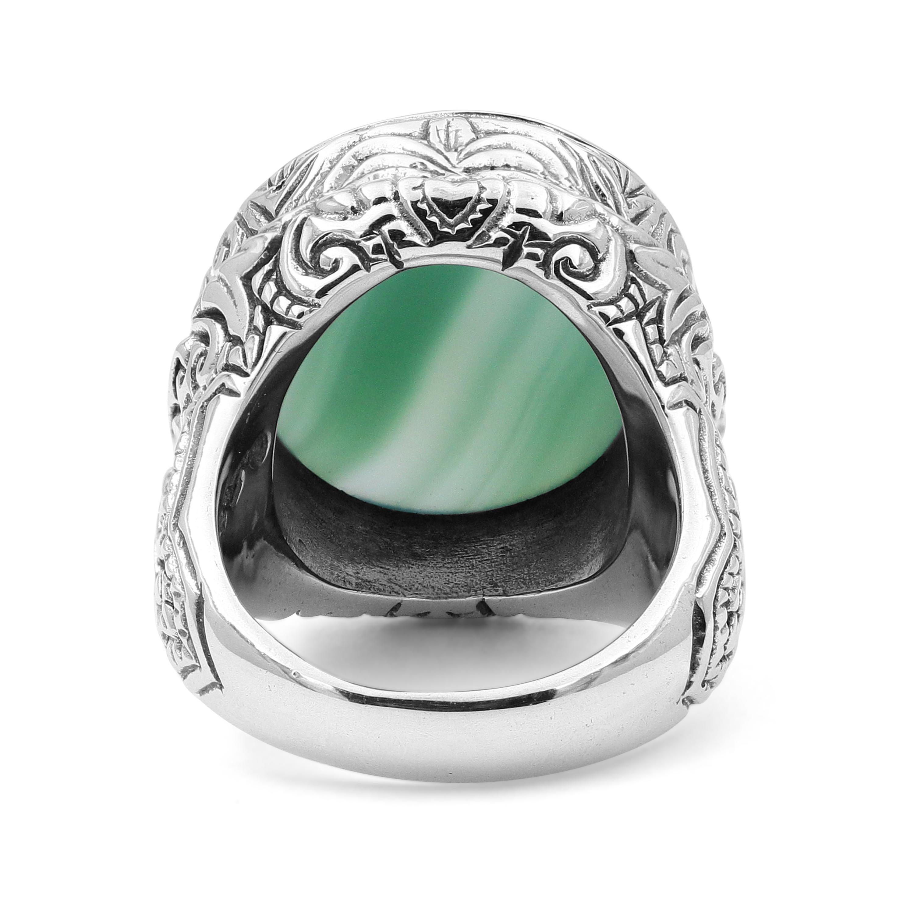 Contemporary Stephen Dweck Sterling Silver and Agate Ring Sz 7.5 For Sale