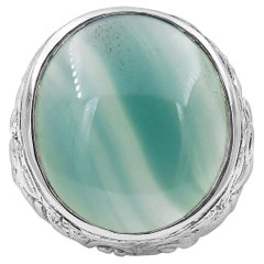 Stephen Dweck Sterling Silver and Agate Ring Sz 7.5