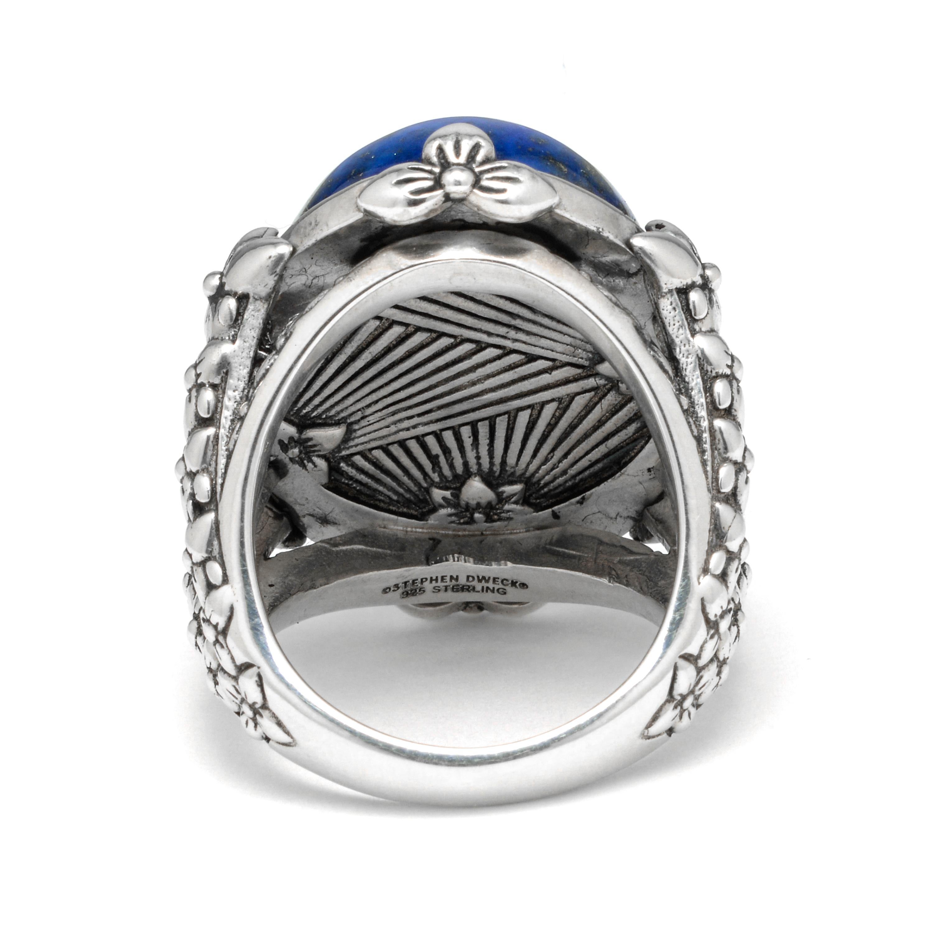 Contemporain Stephen Dweck Bague en argent sterling et lapis bleu, taille 6,75 en vente