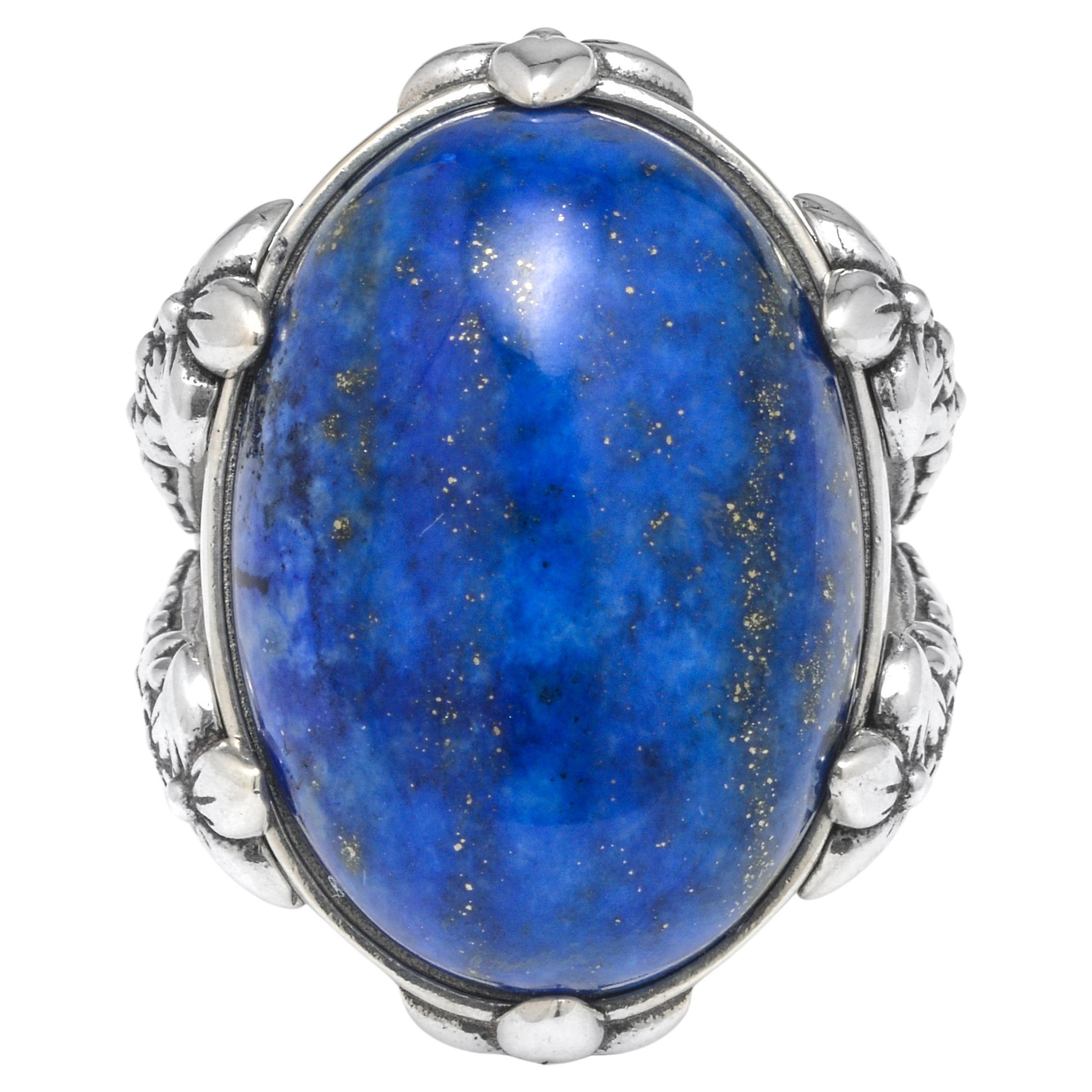 Stephen Dweck Sterling Silver And Blue Lapis Ring Sz 6.75 For Sale