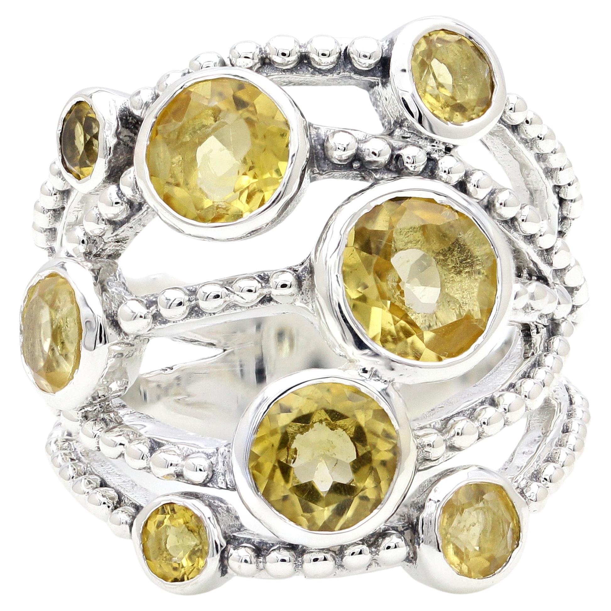 Stephen Dweck Sterling Silver and Citrine Ring Sz 7.25 For Sale