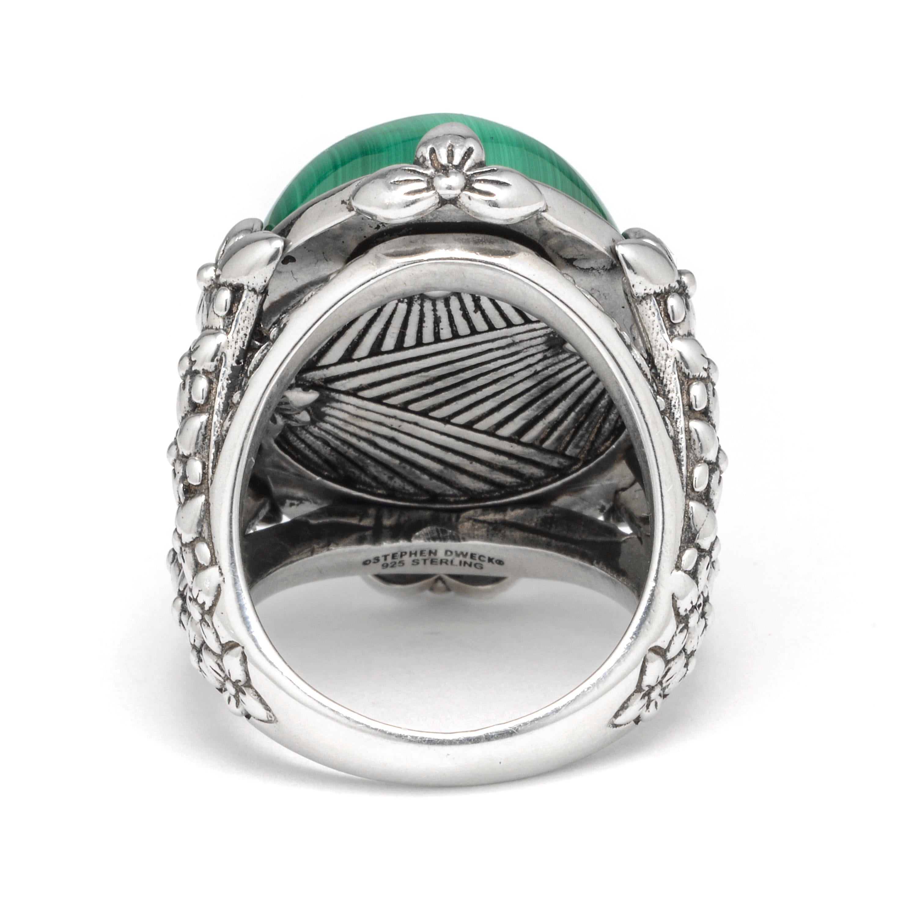 Contemporary Stephen Dweck Sterling Silver And Malachite Ring Sz 7 For Sale