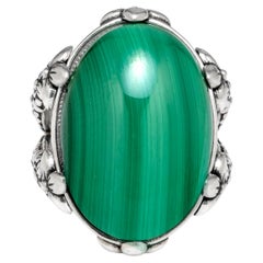 Stephen Dweck Sterling Silver And Malachite Ring Sz 7