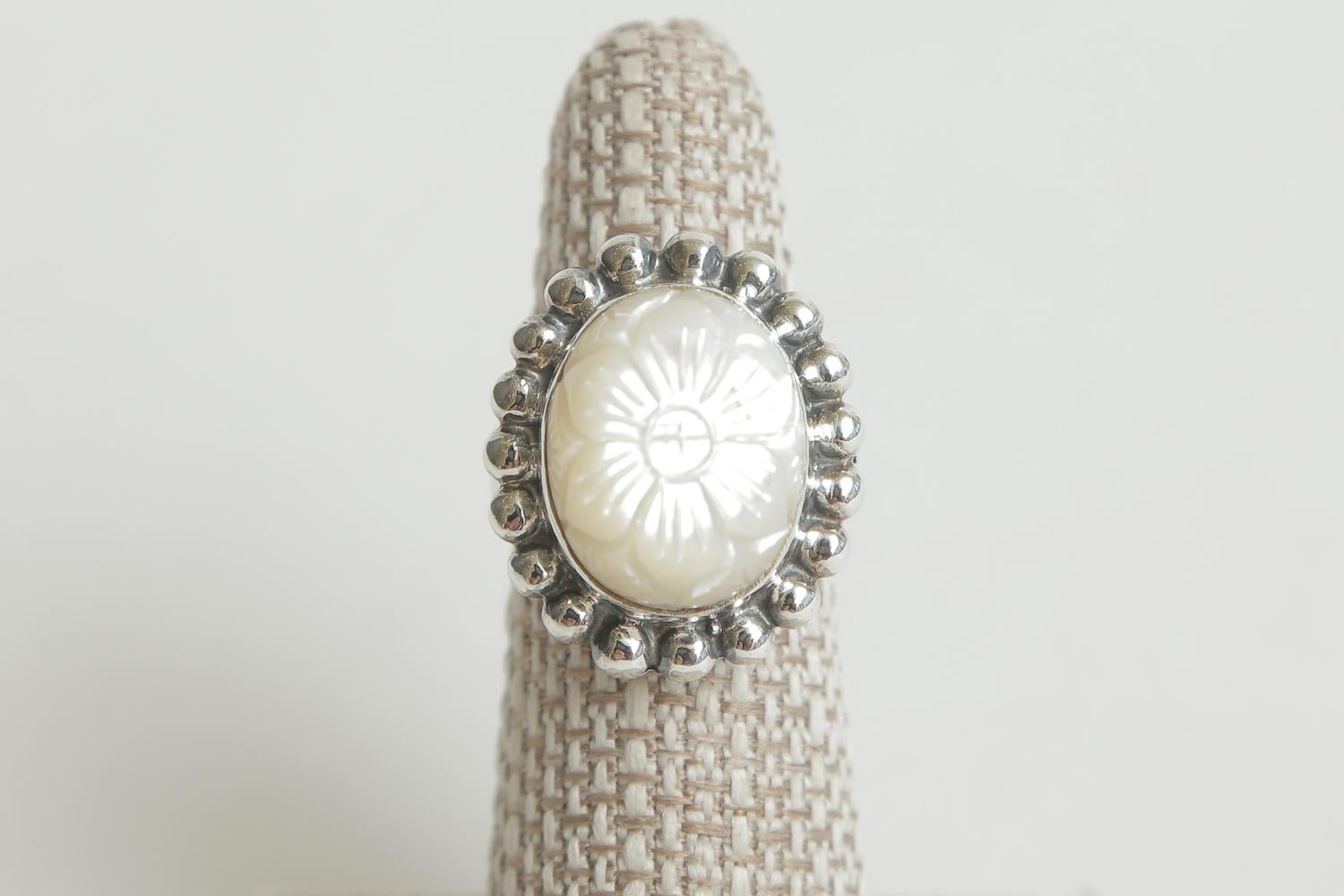 Stephen Dweck Sterling Silver and Mother Of Pearl Dome Ring 1