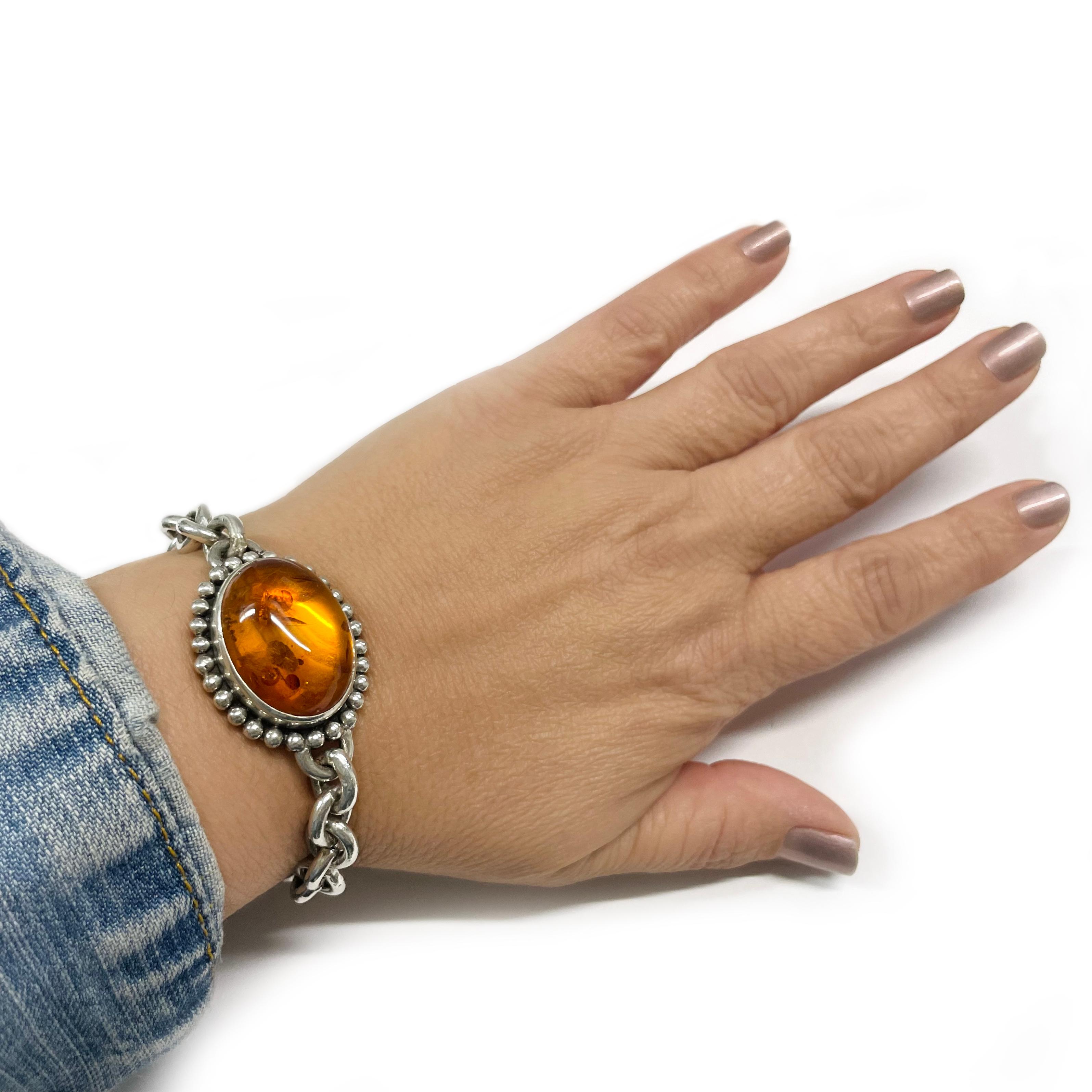 Women's or Men's Stephen Dweck Sterling Silver Baltic Amber Bracelet For Sale