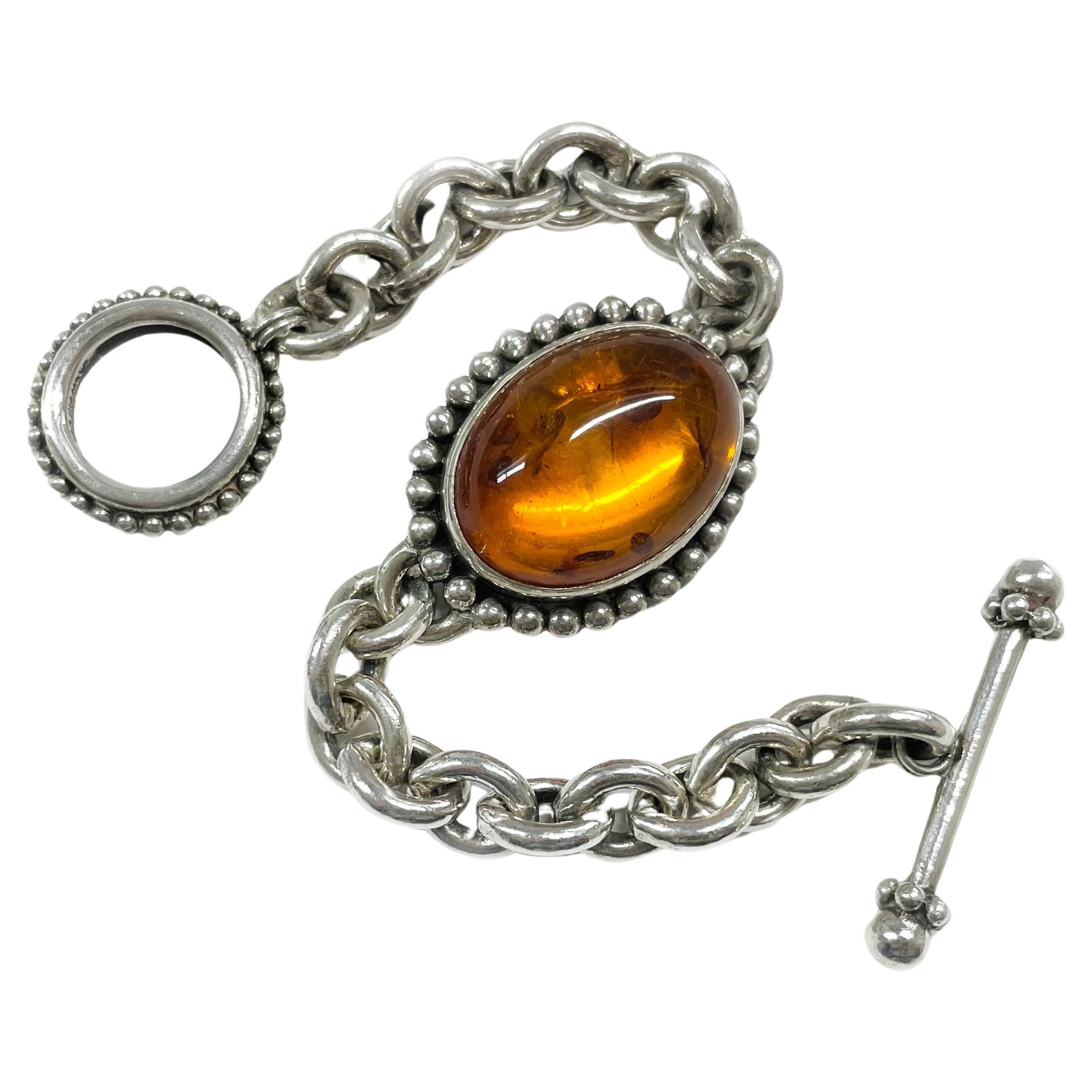 Stephen Dweck Sterling Silver Baltic Amber Bracelet For Sale