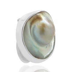 Stephen Dweck Sterling Silber Blister Perle Disc Ohrringe