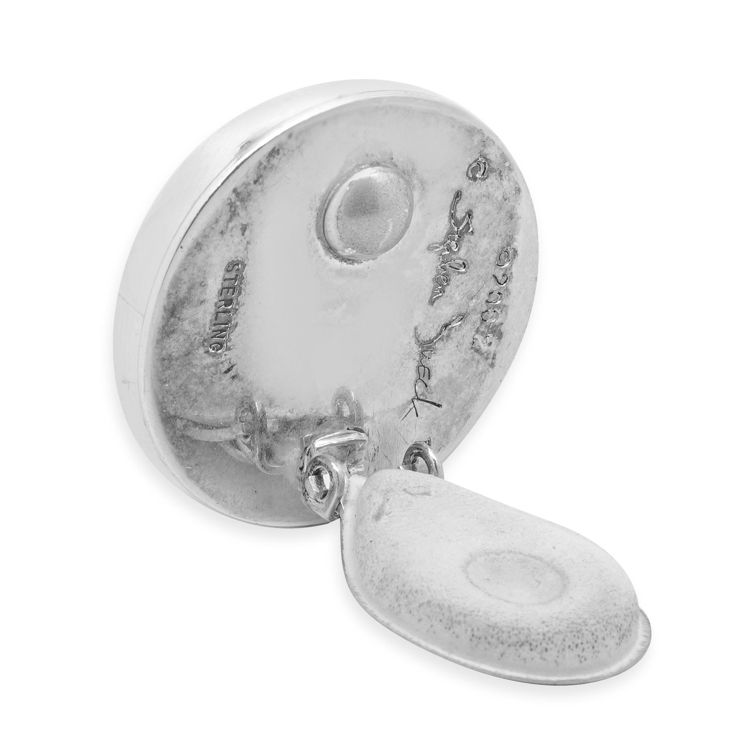 Taglio rotondo Stephen Dweck - Orecchini a disco con perle in argento sterling in vendita