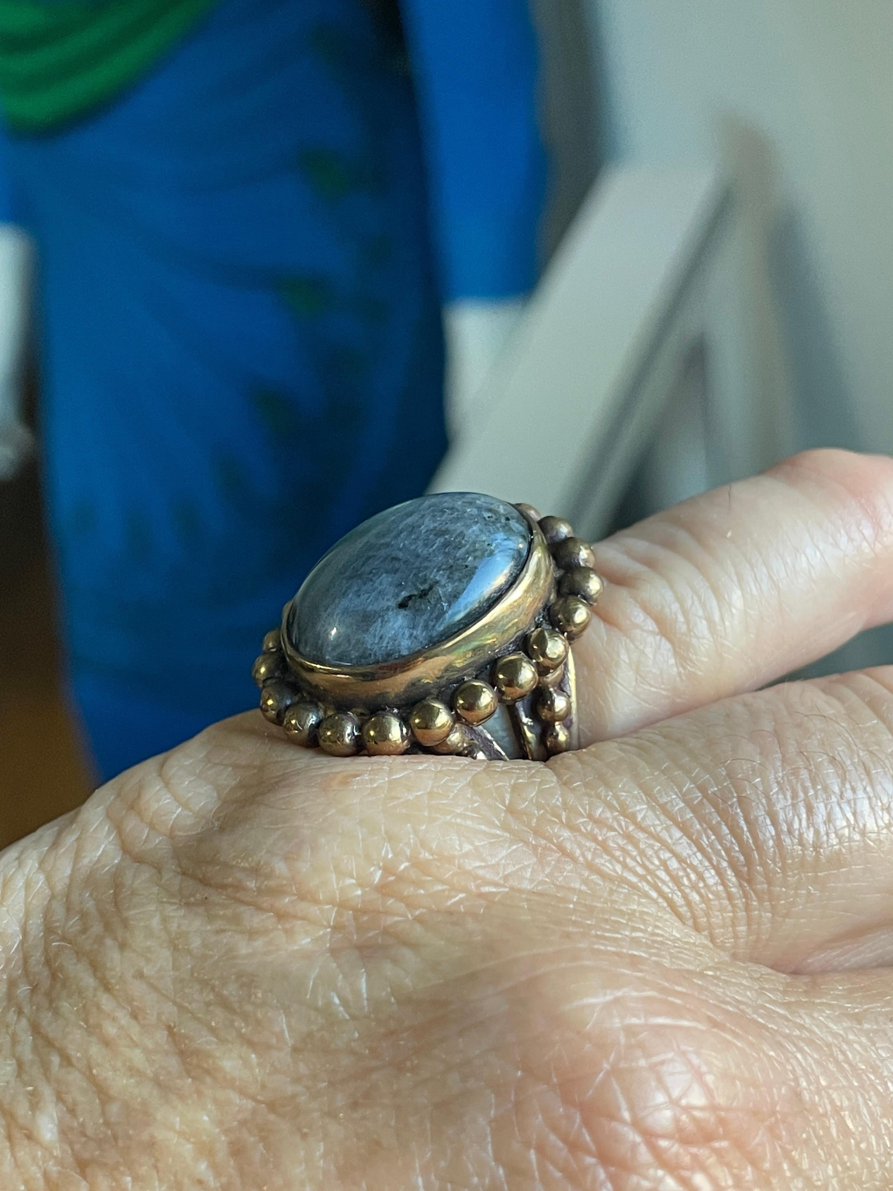 Stephen Dweck Sterling silver Bronze Ring  1990s  1