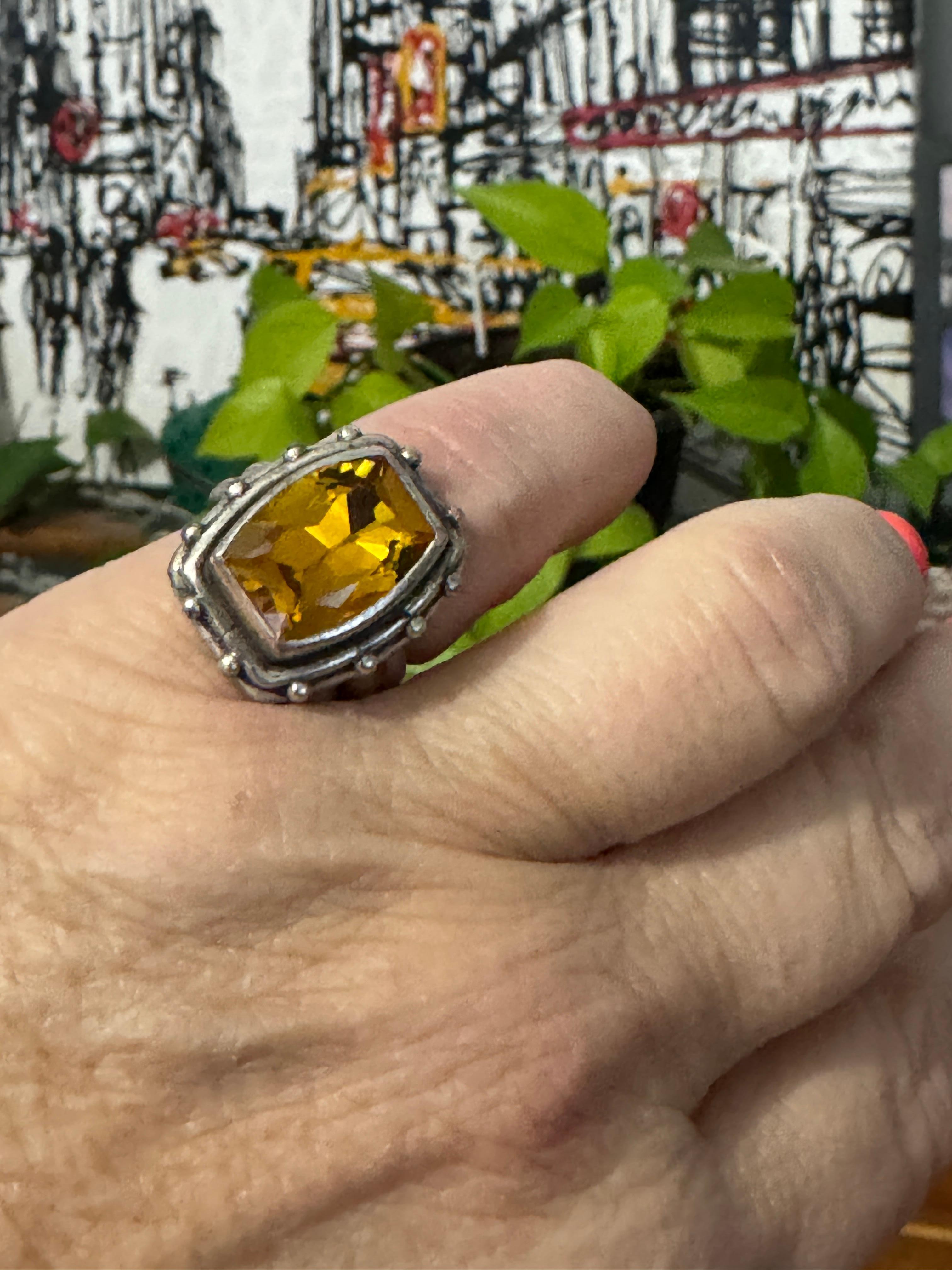 Stephen Dweck Anillo de plata de ley con citrino Nuevo, nunca usado Años 90 en venta 2