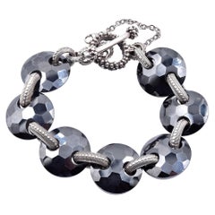 Stephen Dweck Sterling Silver Faceted Hematite Link Bracelet