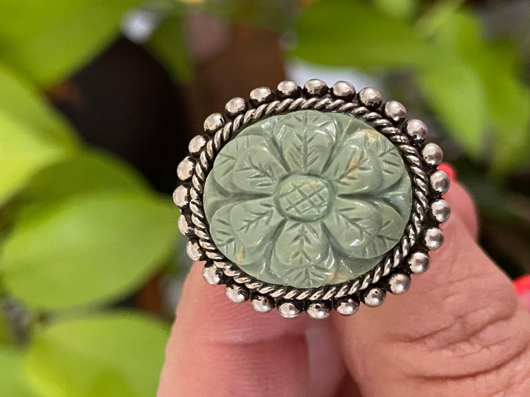 Stephen Dweck Sterling Silver Floral Carved Ring New, Never Worn