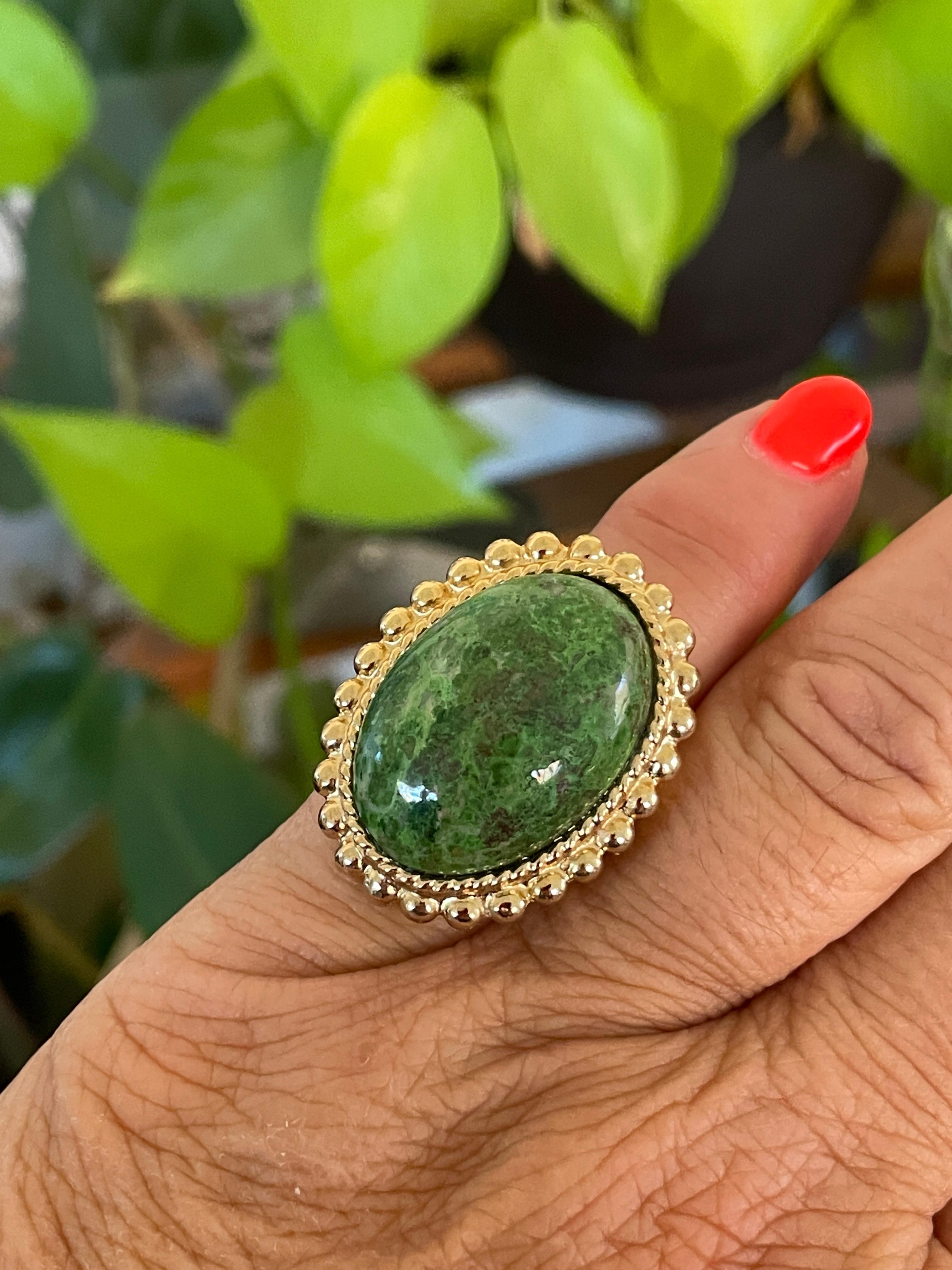 Women's or Men's Stephen Dweck Sterling Silver Gold Wash Jasper Ring  1992 For Sale
