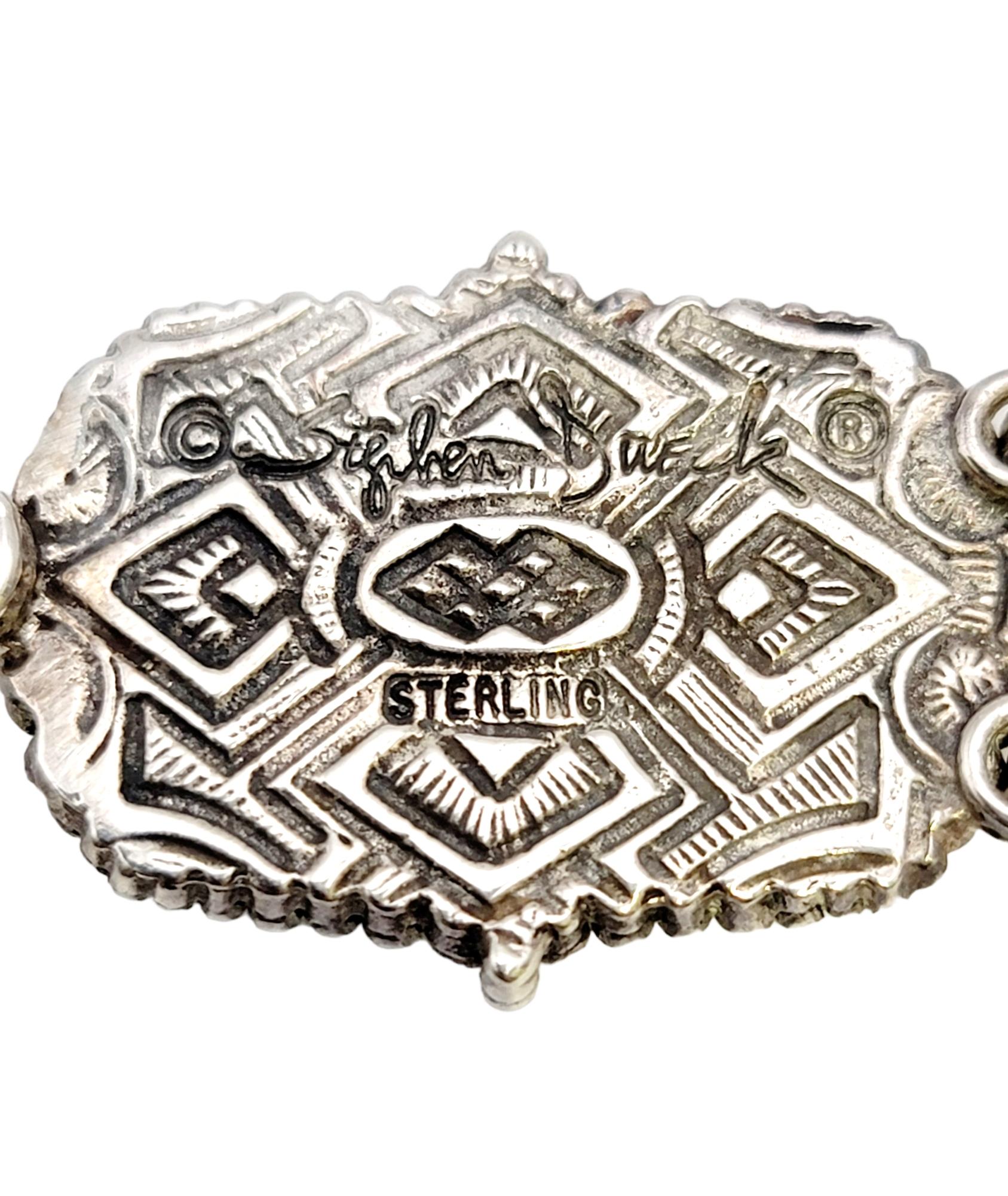 Stephen Dweck Sterling Silver Green Cabochon and Gemstone Bracelet 6