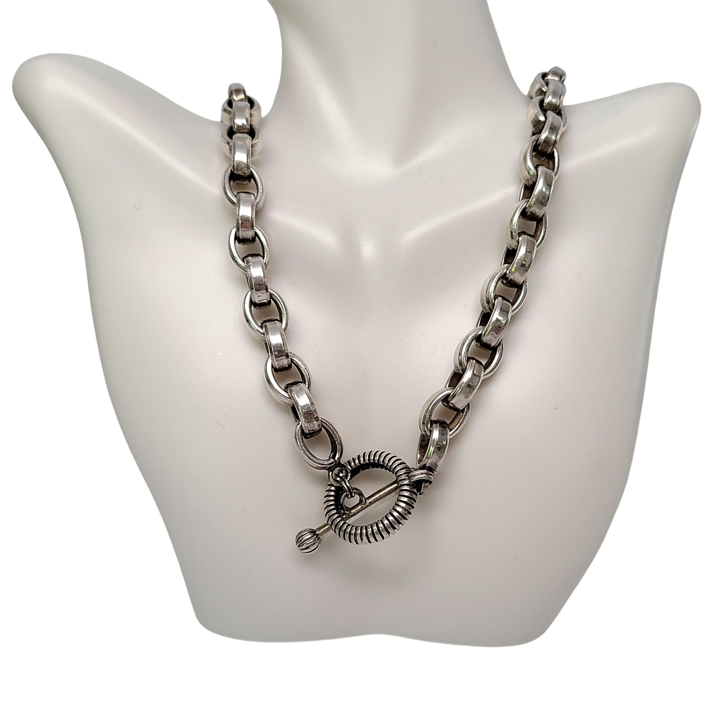 Women's Stephen Dweck Sterling Silver Heavy Rolo Link Chain Toggle Necklace