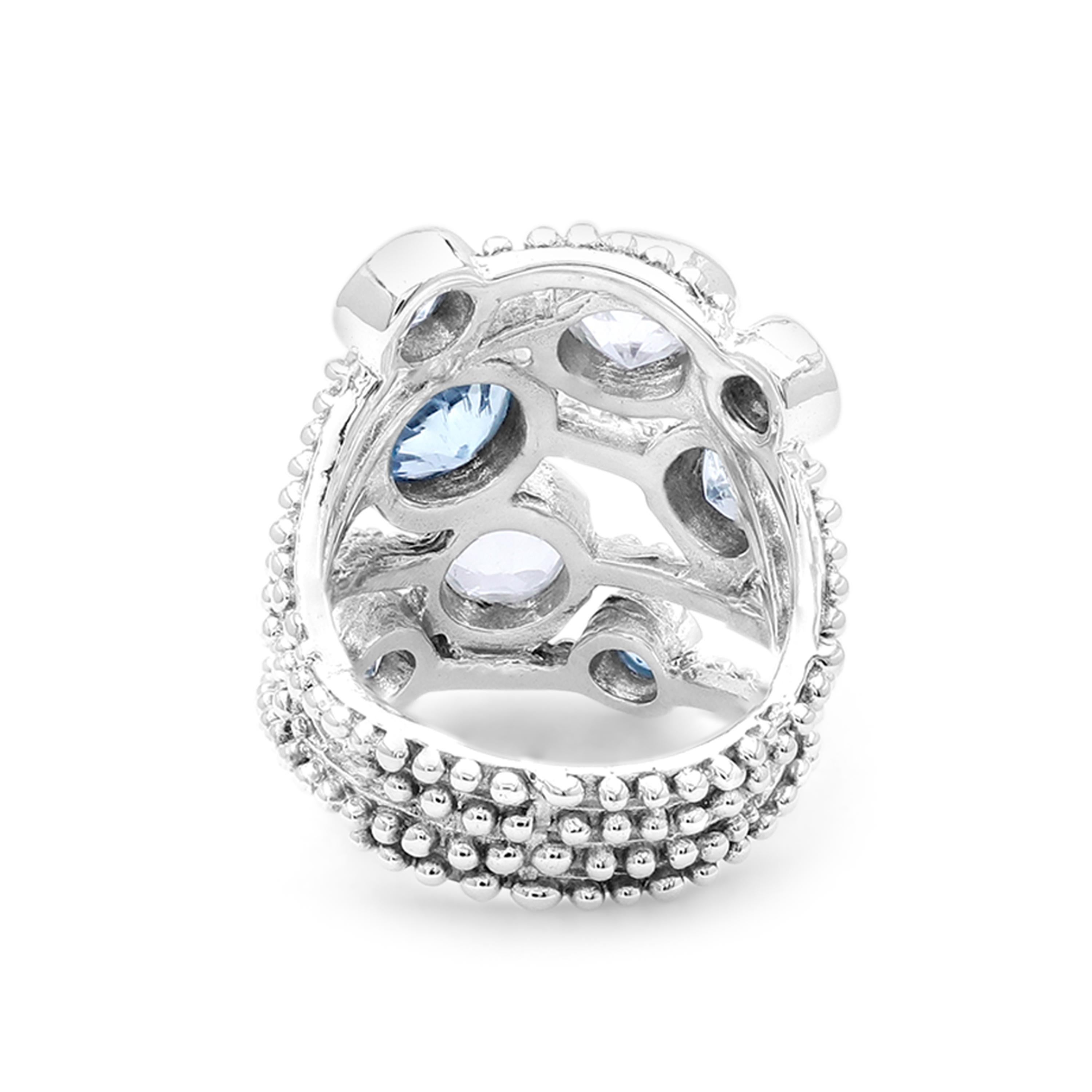 Contemporary Stephen Dweck Sterling Silver, London Blue & White Topaz Ring Sz 7 For Sale