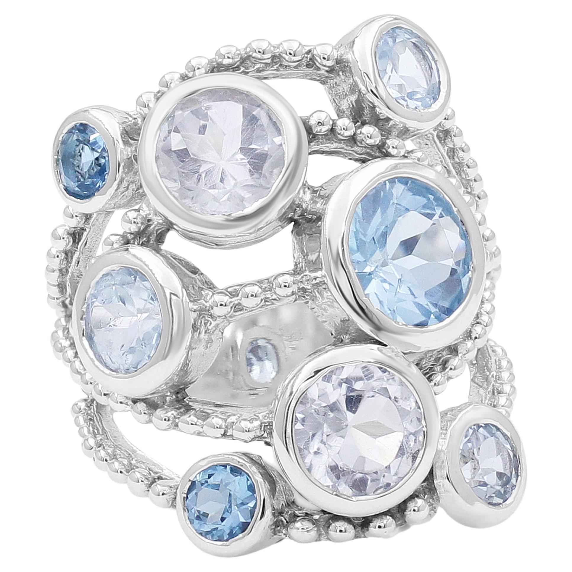 Ring aus Sterlingsilber, Londoner Blau-Weiß-Topas von Stephen Dweck, Gr. 7