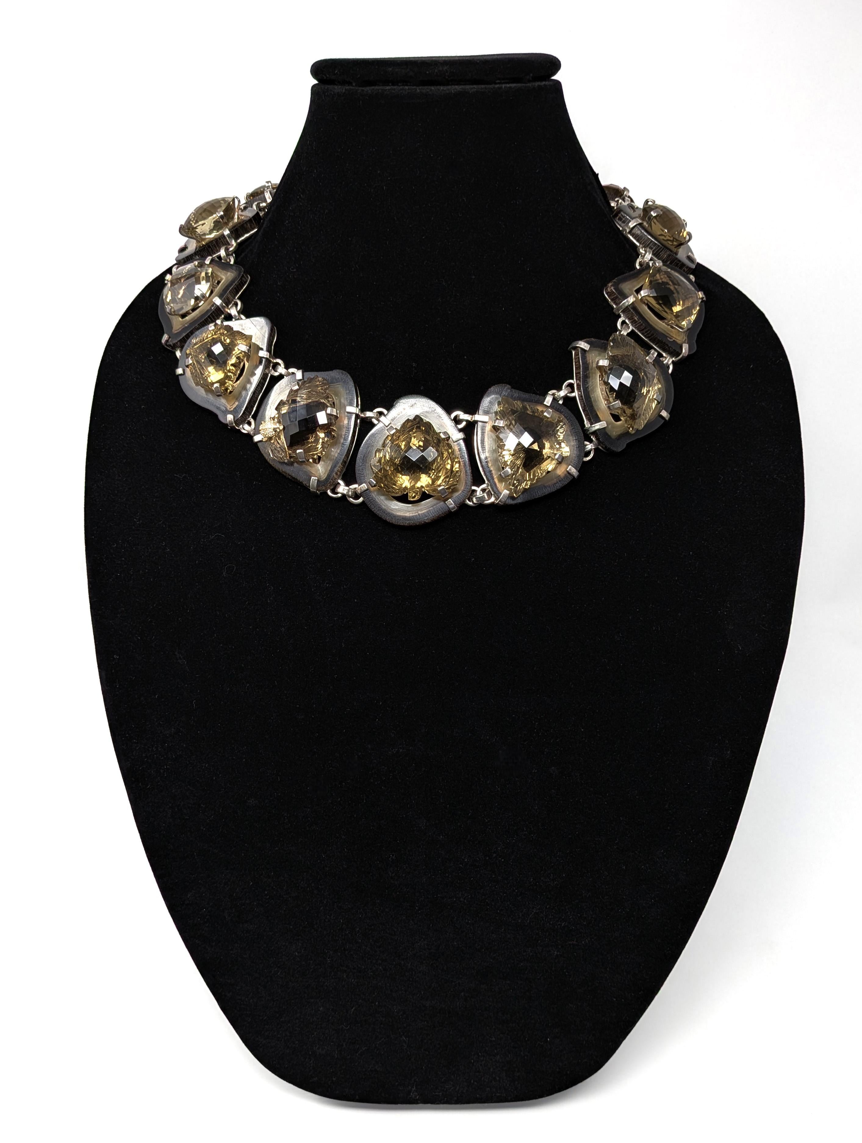 Moderno Stephen Dweck Collana in argento Sterling Citrino e Diamanti Unica nel suo genere 2006 in vendita