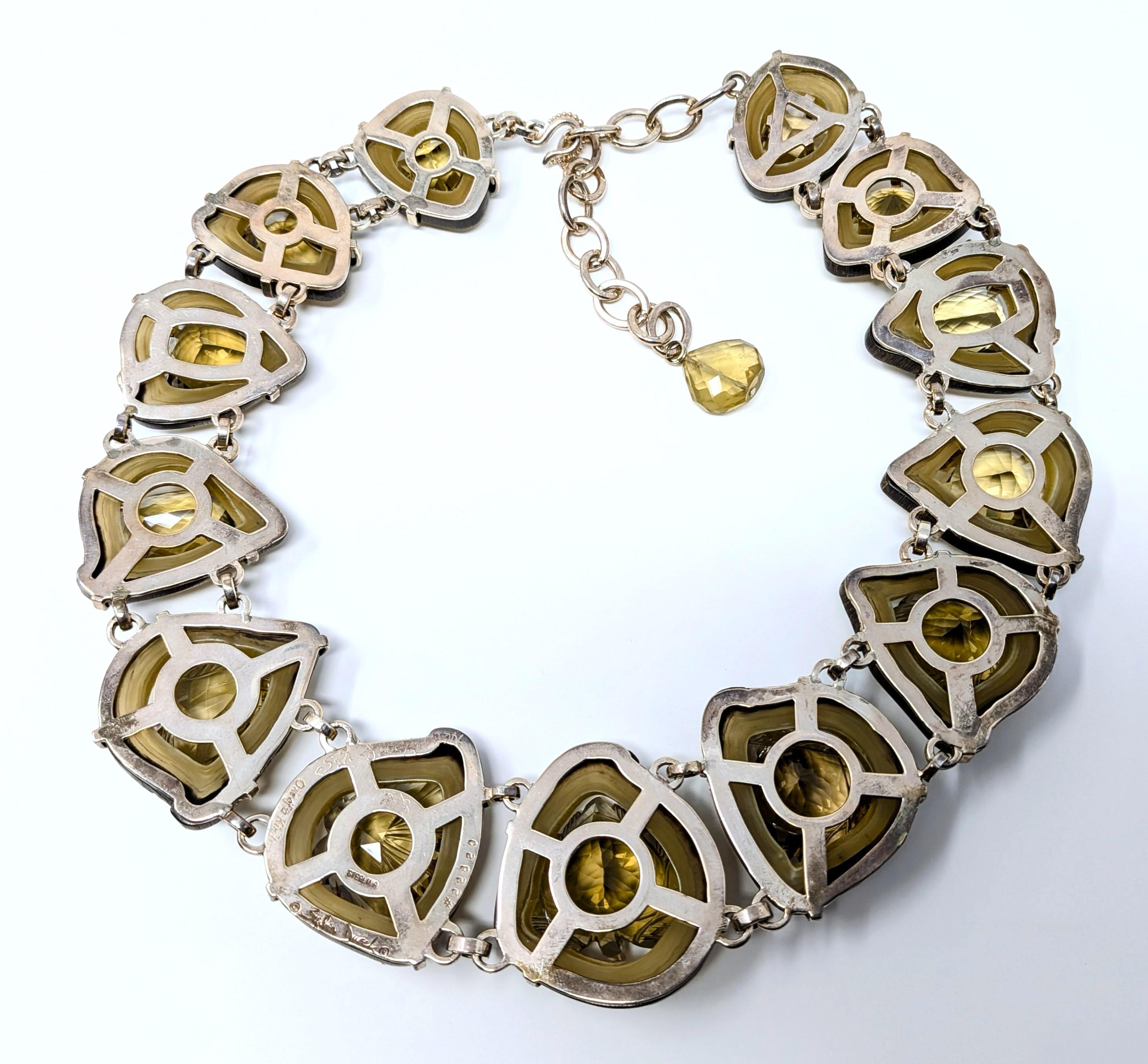 Donna Stephen Dweck Collana in argento Sterling Citrino e Diamanti Unica nel suo genere 2006 in vendita