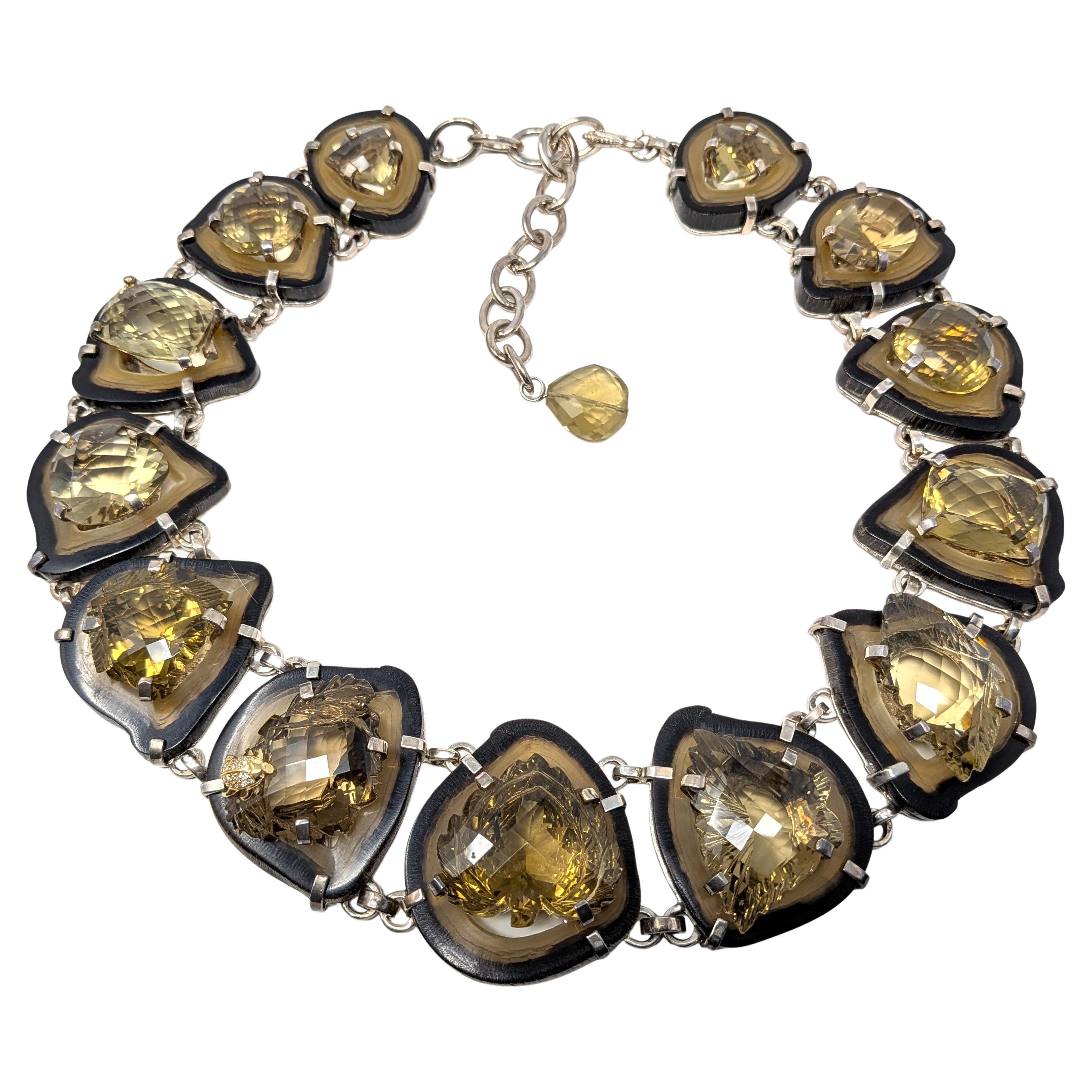 Stephen Dweck Collana in argento Sterling Citrino e Diamanti Unica nel suo genere 2006