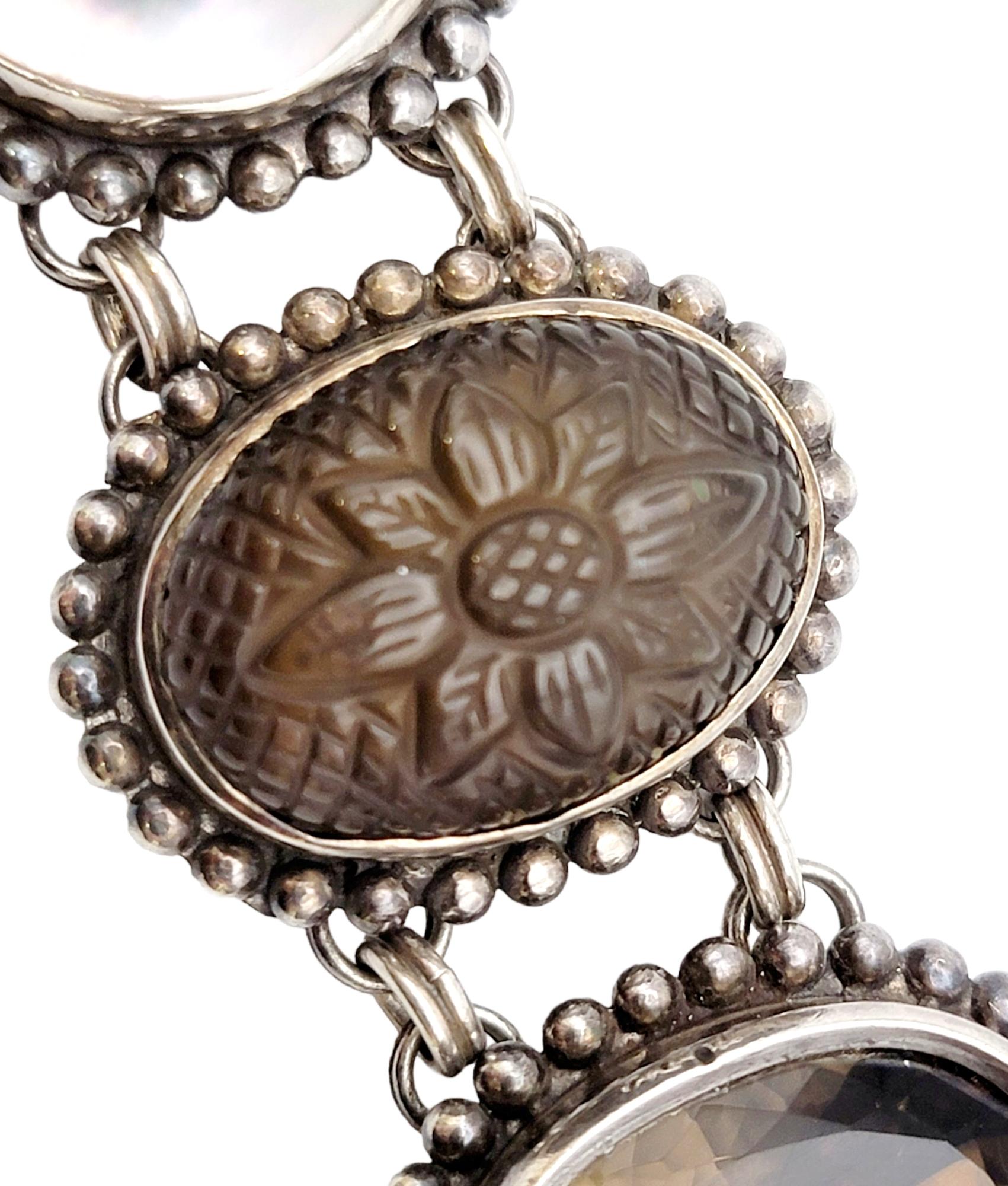Chunky-Armband aus Sterlingsilber, Perlen, braunen und grauen Edelsteinen von Stephen Dweck im Angebot 5