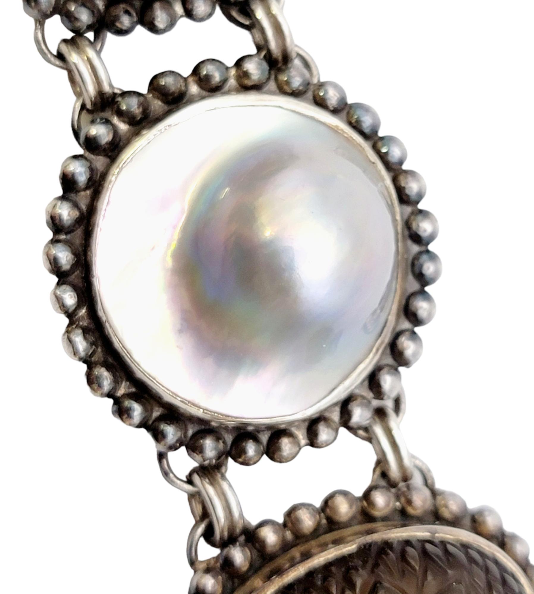 Stephen Dweck Bracelet épais en argent sterling, perles, pierres précieuses brunes et grises en vente 6