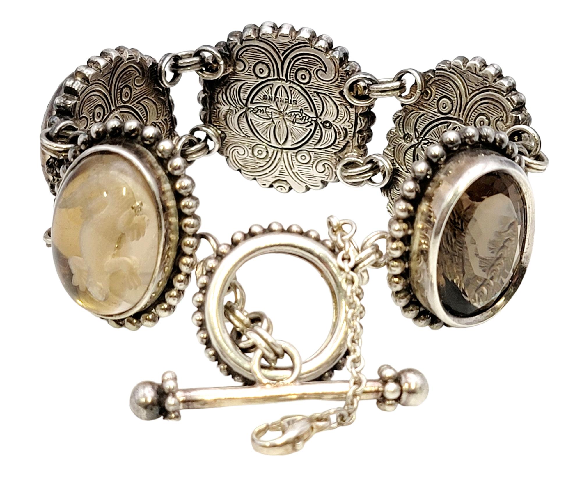 Chunky-Armband aus Sterlingsilber, Perlen, braunen und grauen Edelsteinen von Stephen Dweck Damen im Angebot