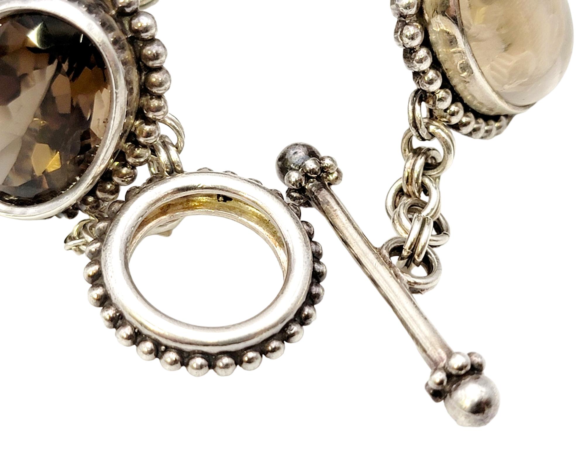 Stephen Dweck Bracelet épais en argent sterling, perles, pierres précieuses brunes et grises en vente 3