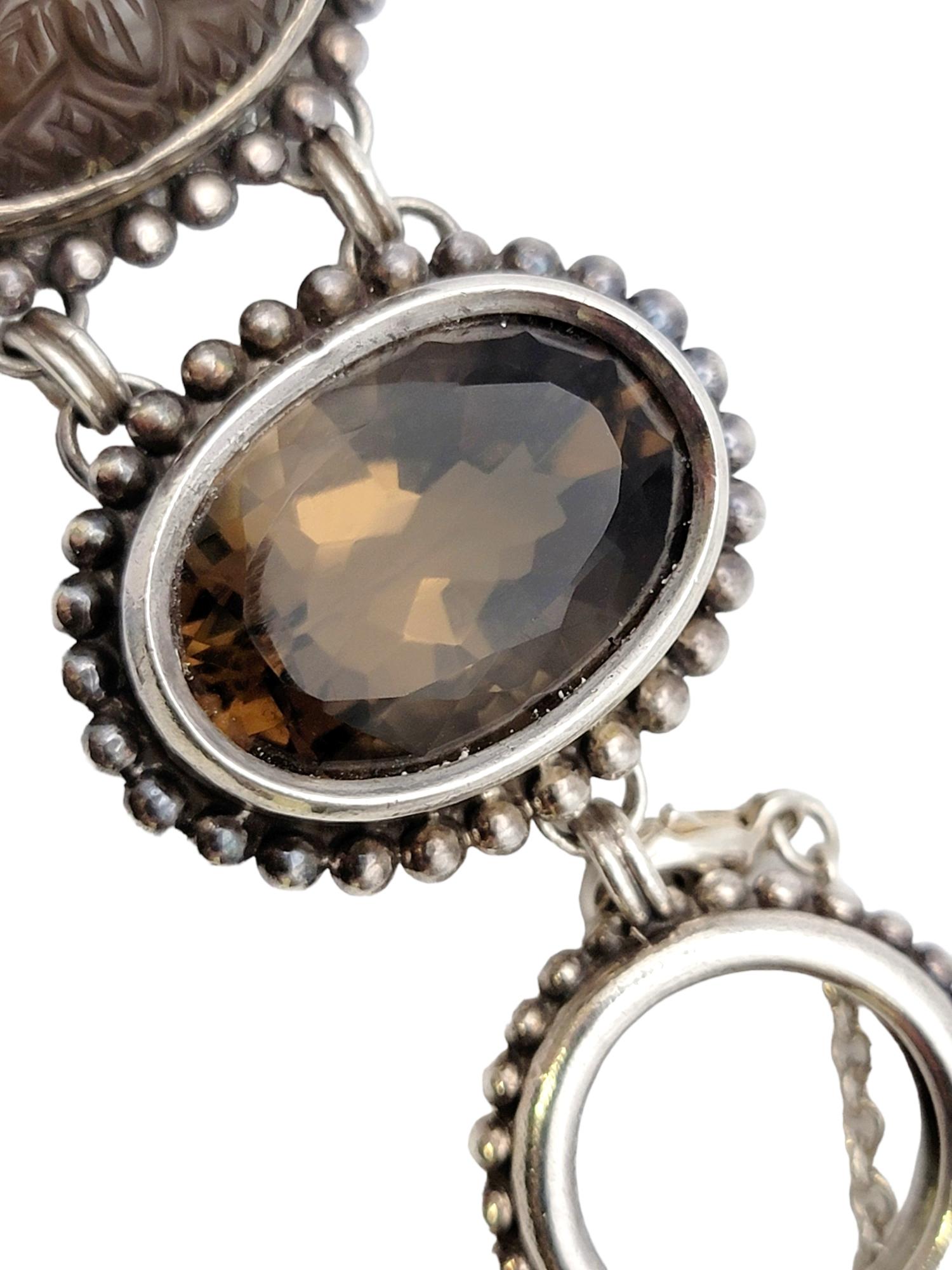 Stephen Dweck Bracelet épais en argent sterling, perles, pierres précieuses brunes et grises en vente 4