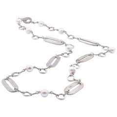 Stephen Dweck Sterling Silver Pearl Station Necklace