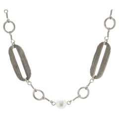 Stephen Dweck Sterling Silver Pearl Station Necklace