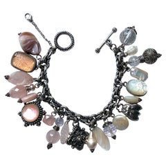 Stephen Dweck Sterling Silver, Rose Quartz & Pearl Charm Bracelet