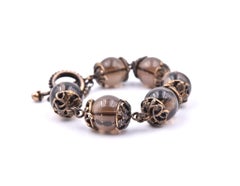 Stephen Dweck Sterling Silver Smoky Topaz Bead Bracelet