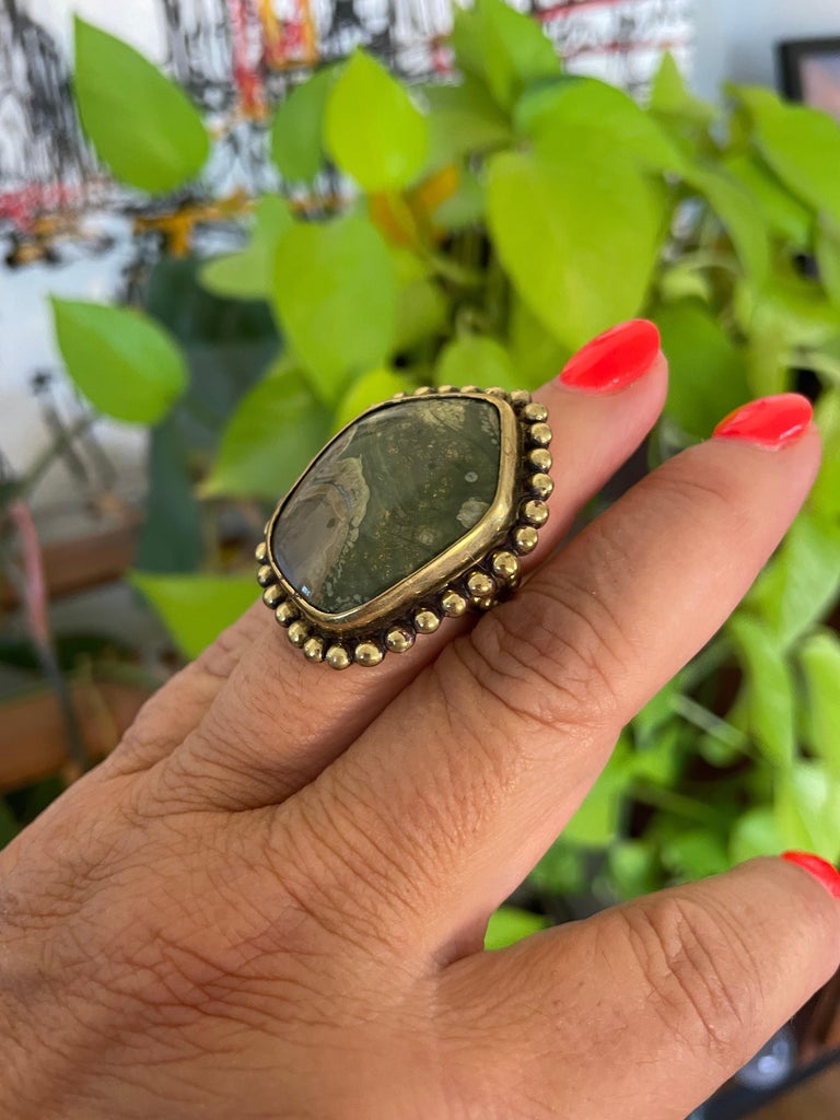 Stephen Dweck Stone Sterling Silver Ring 1992 For Sale at