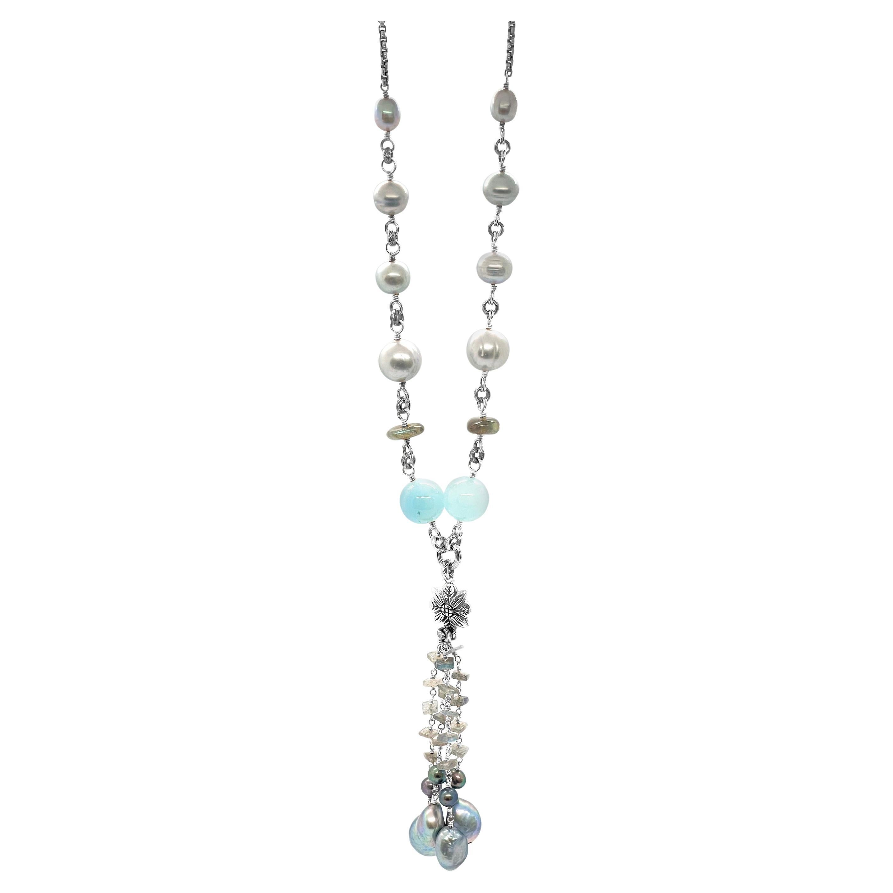 Stephen Dweck Terraquatic Sterling Silver and Pearl Necklace For Sale ...