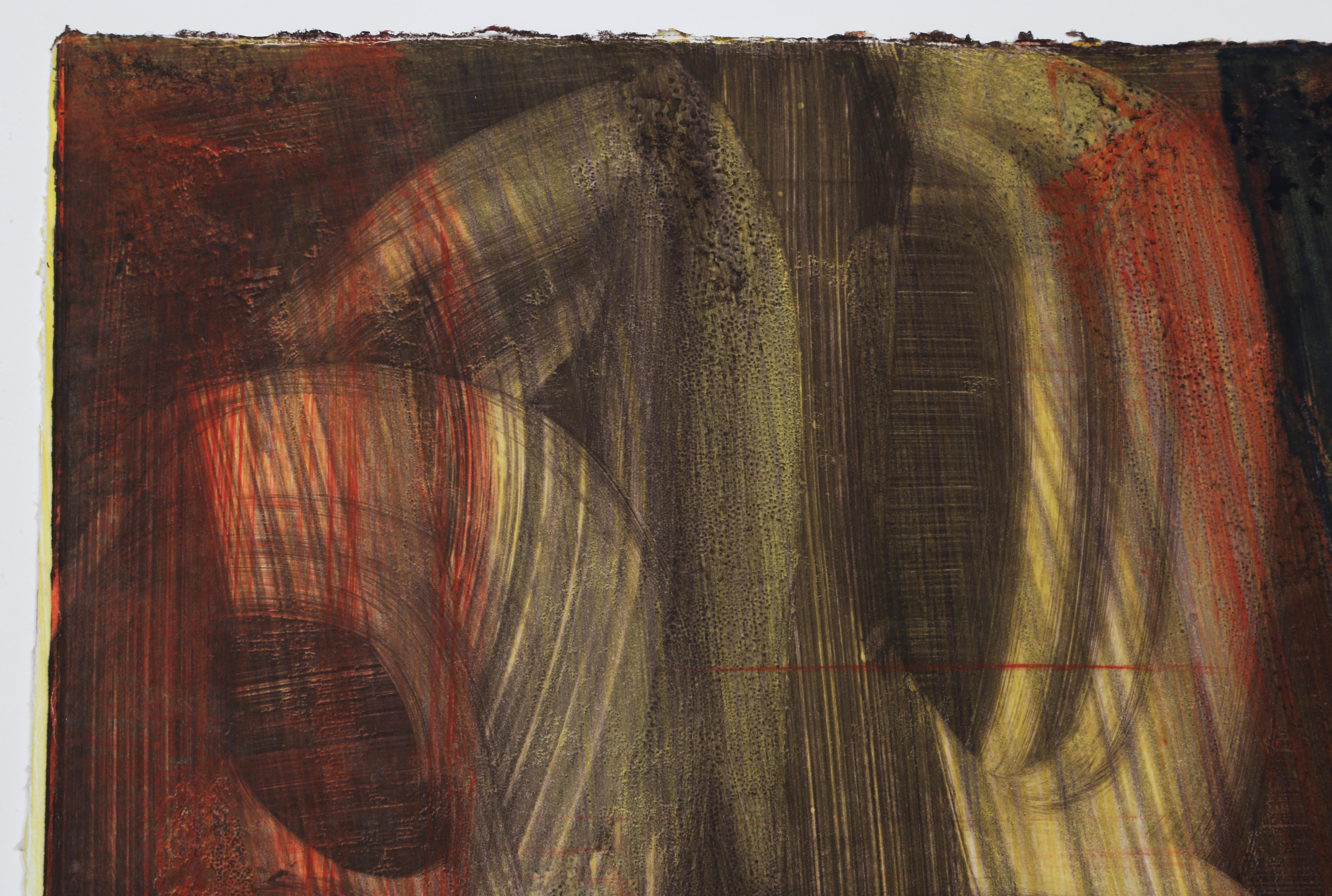 Bunte abstrakt-expressionistische Monotypie des Expressionismus von Stephen Ellis 1994 im Angebot 1