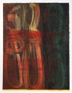 Bunte abstrakt-expressionistische Monotypie des Expressionismus von Stephen Ellis 1994