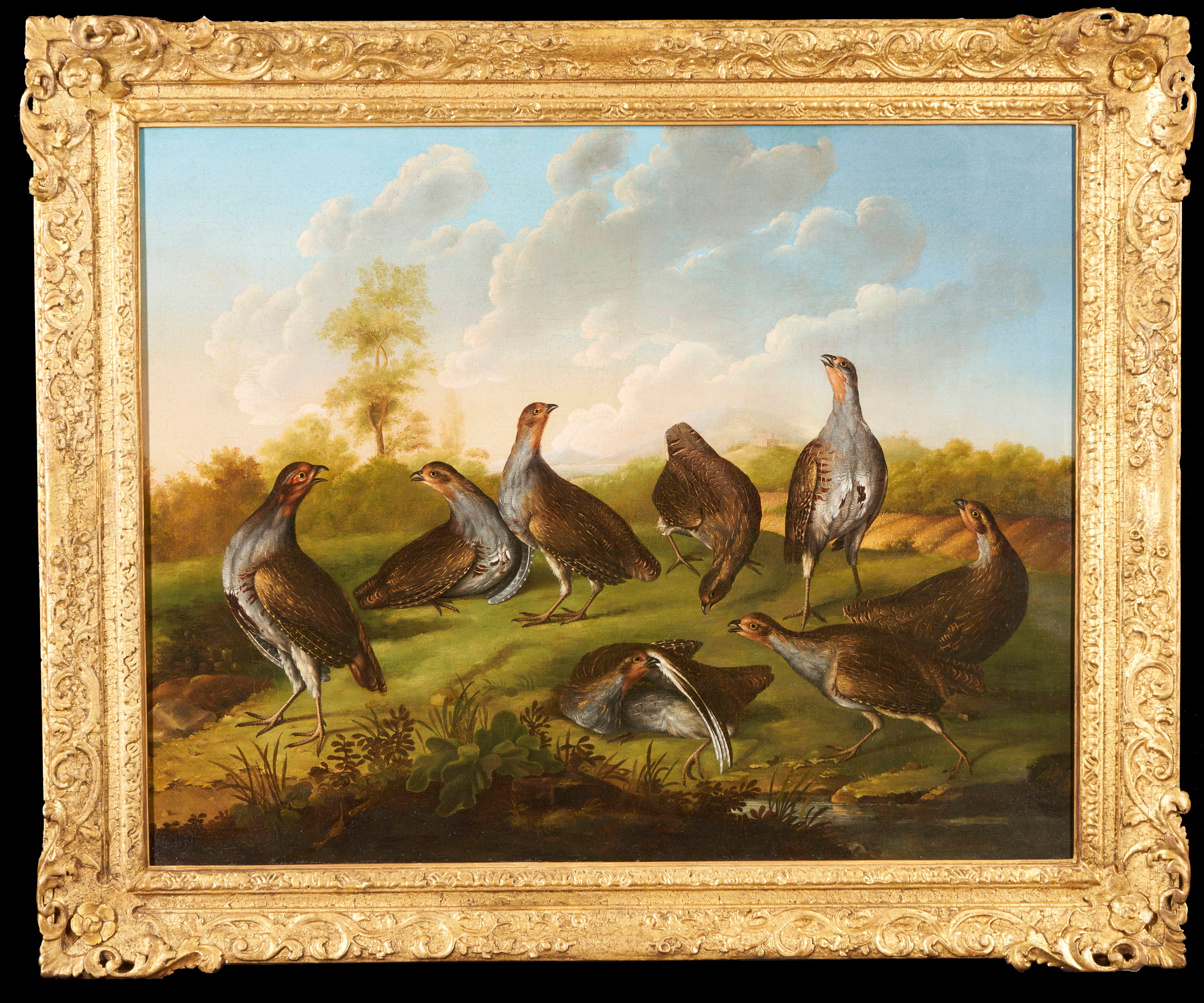 Animal Painting di Stephen Elmer - Un cesto di pernici in un paesaggio