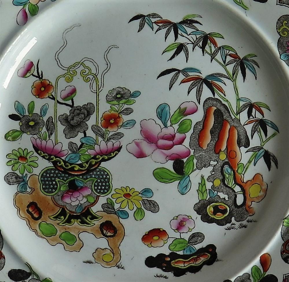 Stephen Folch Dinner Plate in Bamboo and Basket Pattern Hand Painted, circa 1825 1