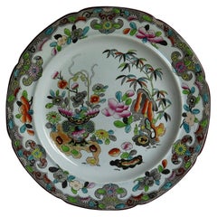 Stephen Folch Dinner Plate in Bamboo and Basket Pattern Hand Painted, circa 1825