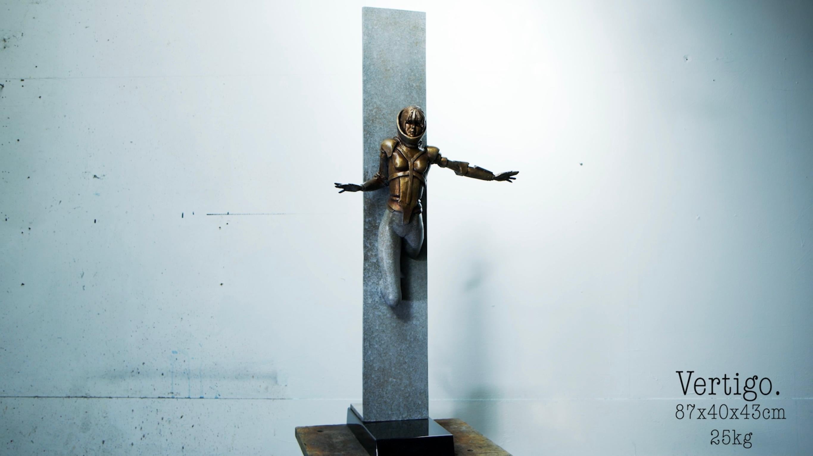 Vertigo, Contemporary Bronze Sculpture on Granite base
