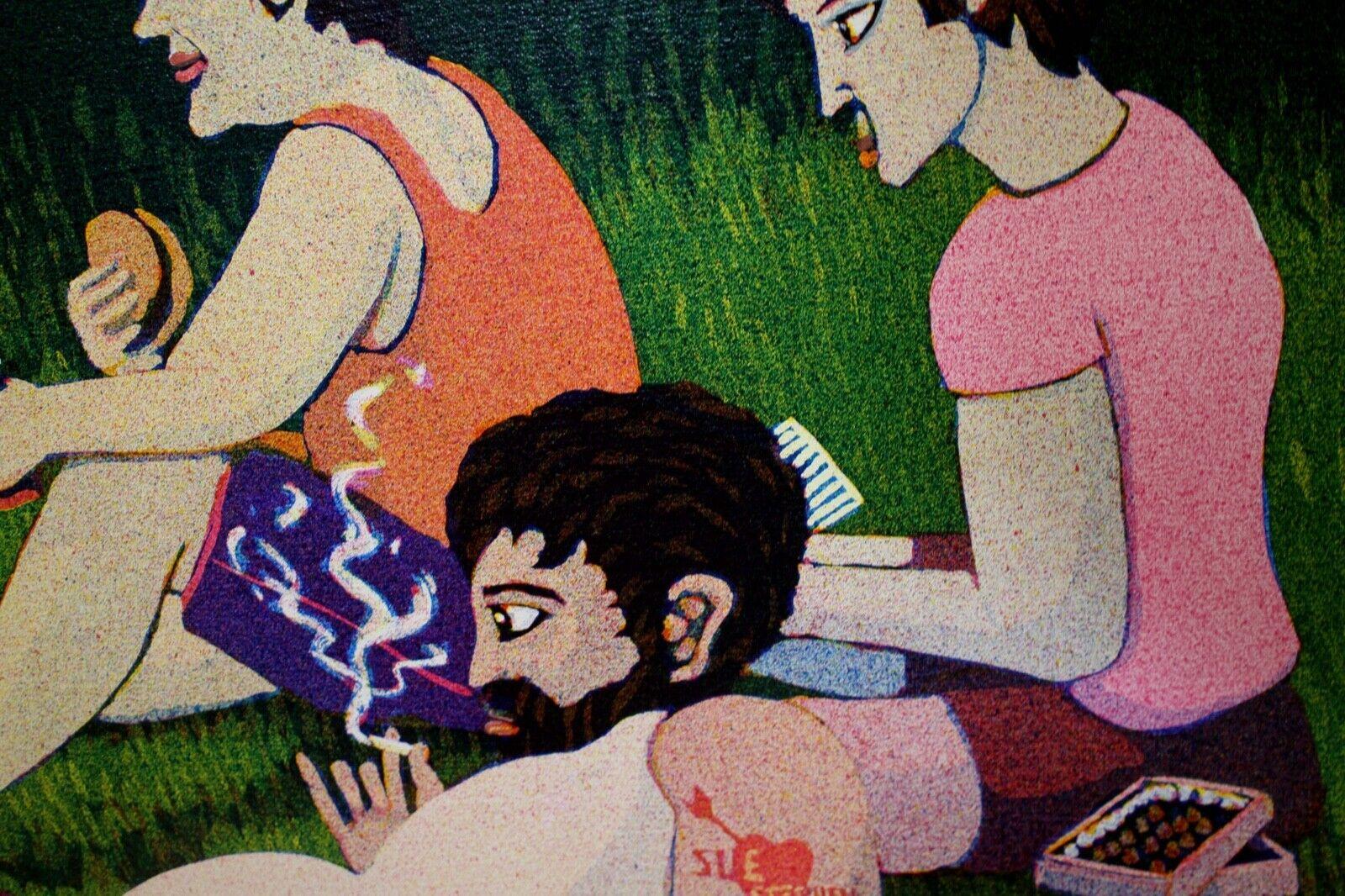 Stephen Goodfellow Signed 1988 Micropointillism Painting Homage to Seurat Framed 5