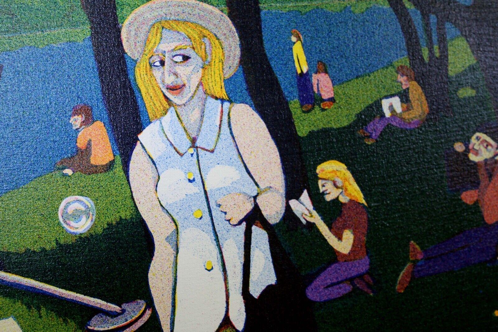 Stephen Goodfellow Signed 1988 Micropointillism Painting Homage to Seurat Framed 6