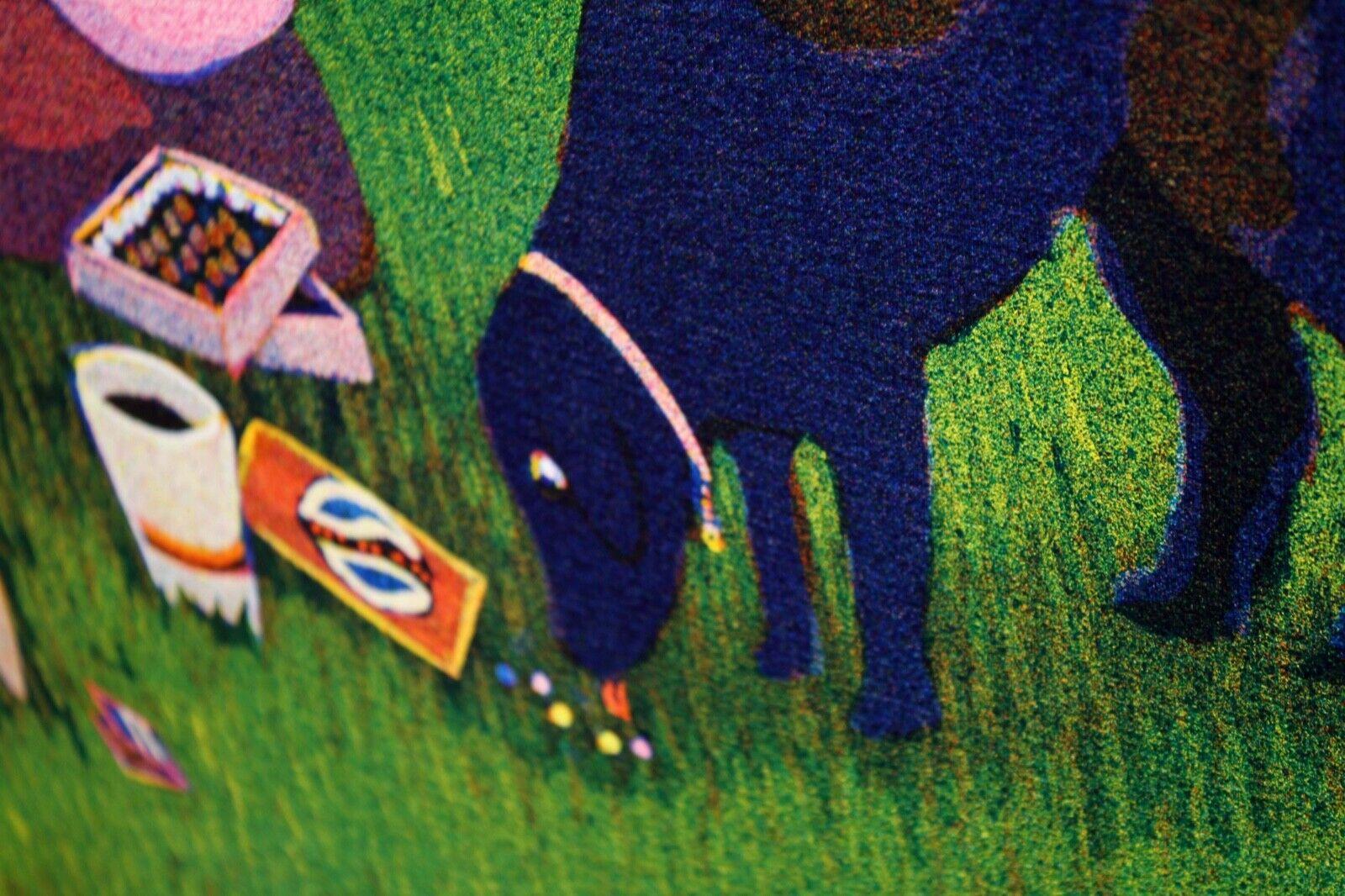 Canvas Stephen Goodfellow Signed 1988 Micropointillism Painting Homage to Seurat Framed