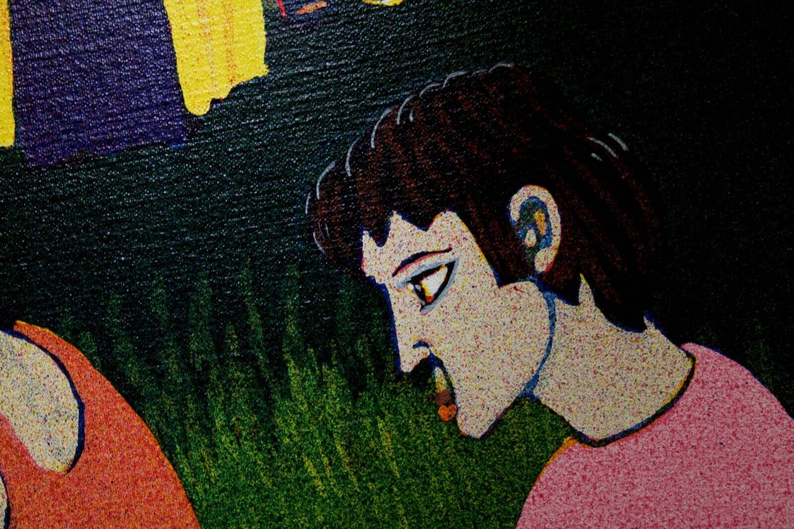 Stephen Goodfellow Signed 1988 Micropointillism Painting Homage to Seurat Framed 3
